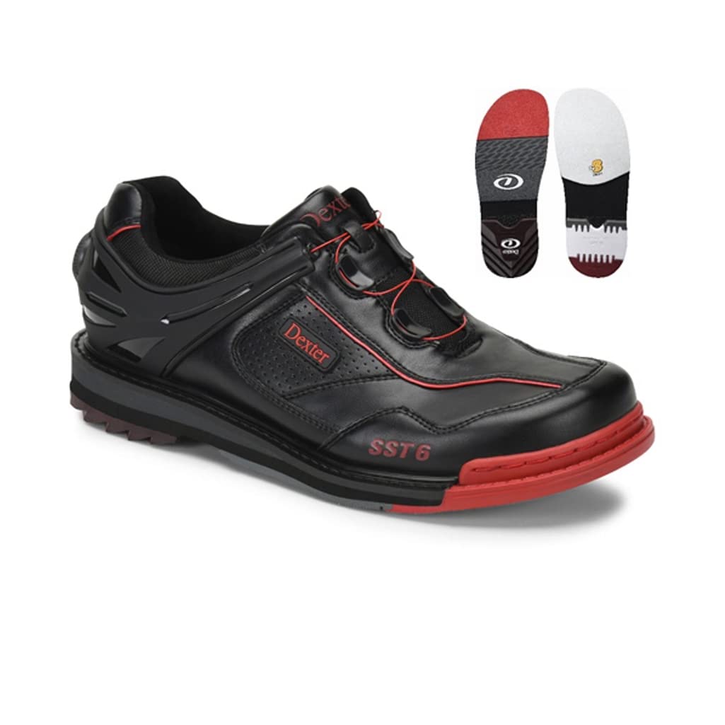 Dexter SST 6 Hybrid BOA Bowling Shoes for Men - Black/Red - Size 7 - Perfect for League Play & Tournament Performance