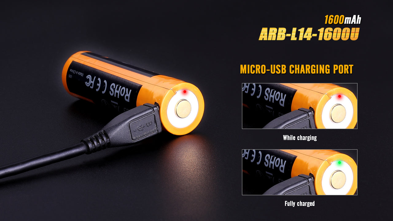 Fenix ARB L14 1600mAh 1.5V USB Rechargeable Lithium-ion AA Battery - Perfect for Flashlights, Cameras & Emergency Kits