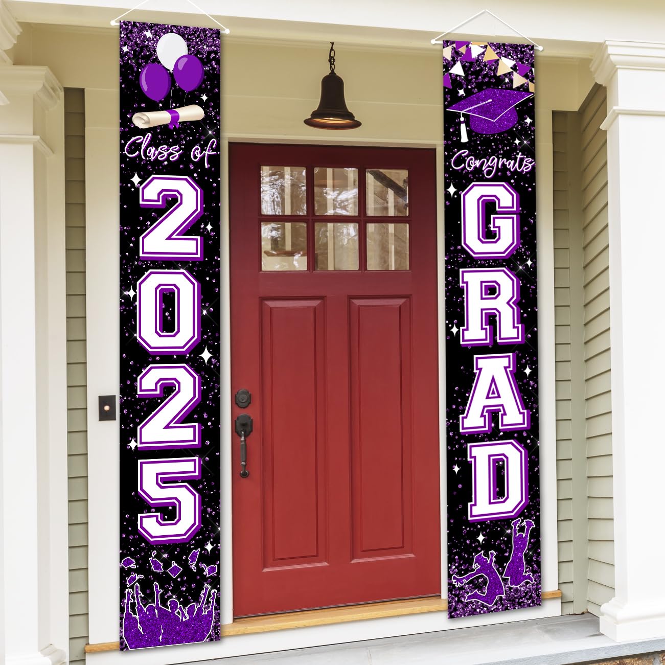 2025 Graduation Banner - Purple Congrats Grad Sign for High School & University Decor | Perfect for Door, Porch & Party Decorations | Class of 2025 Celebration
