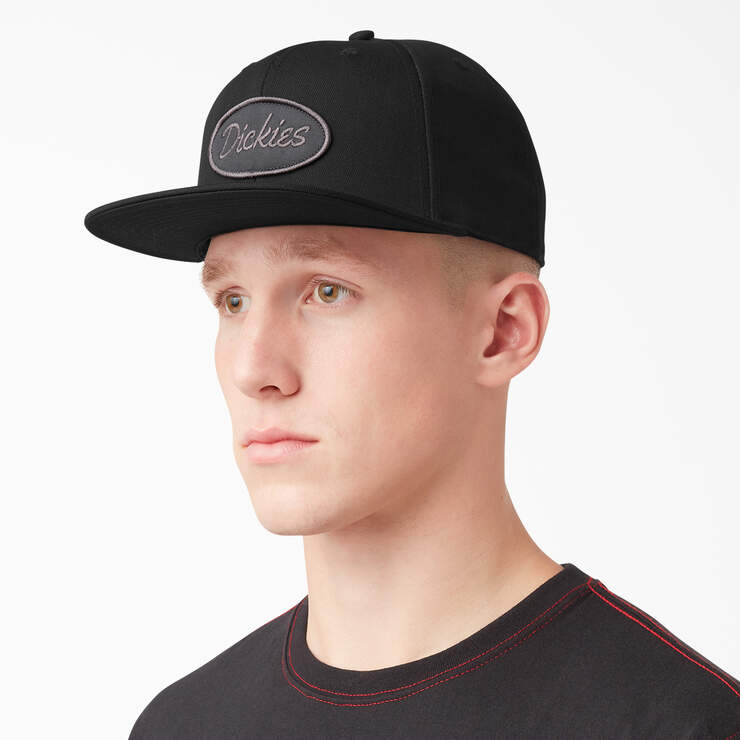 DICKIES Twill Flat Bill Cap - Black Adjustable Baseball Hat for Men & Women | Casual, Outdoor & Sports Wear