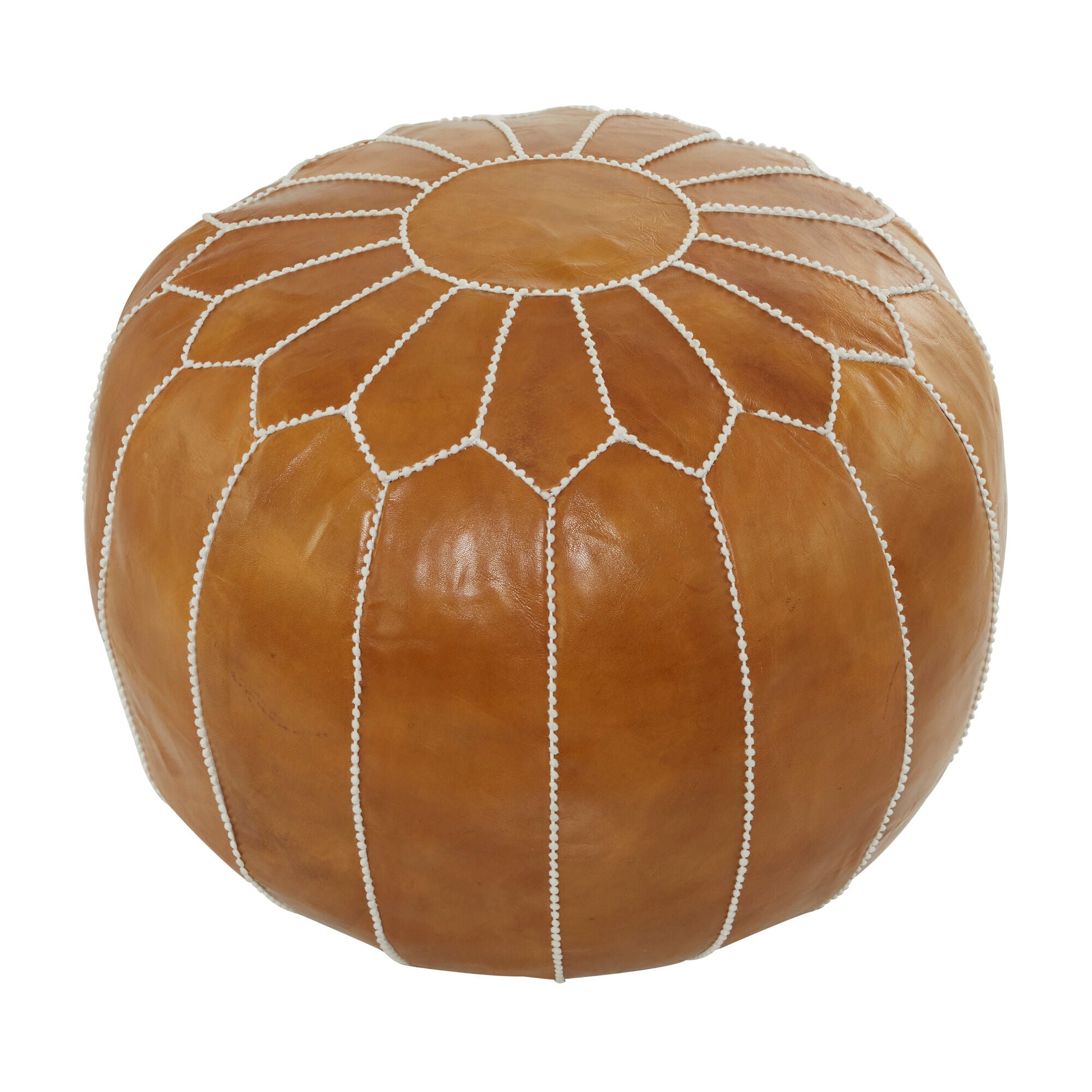 Handmade Moroccan Leather Pouf Ottoman - Boho Chic Floor Seating & Footrest for Living Room, Bedroom, or Nursery Decor