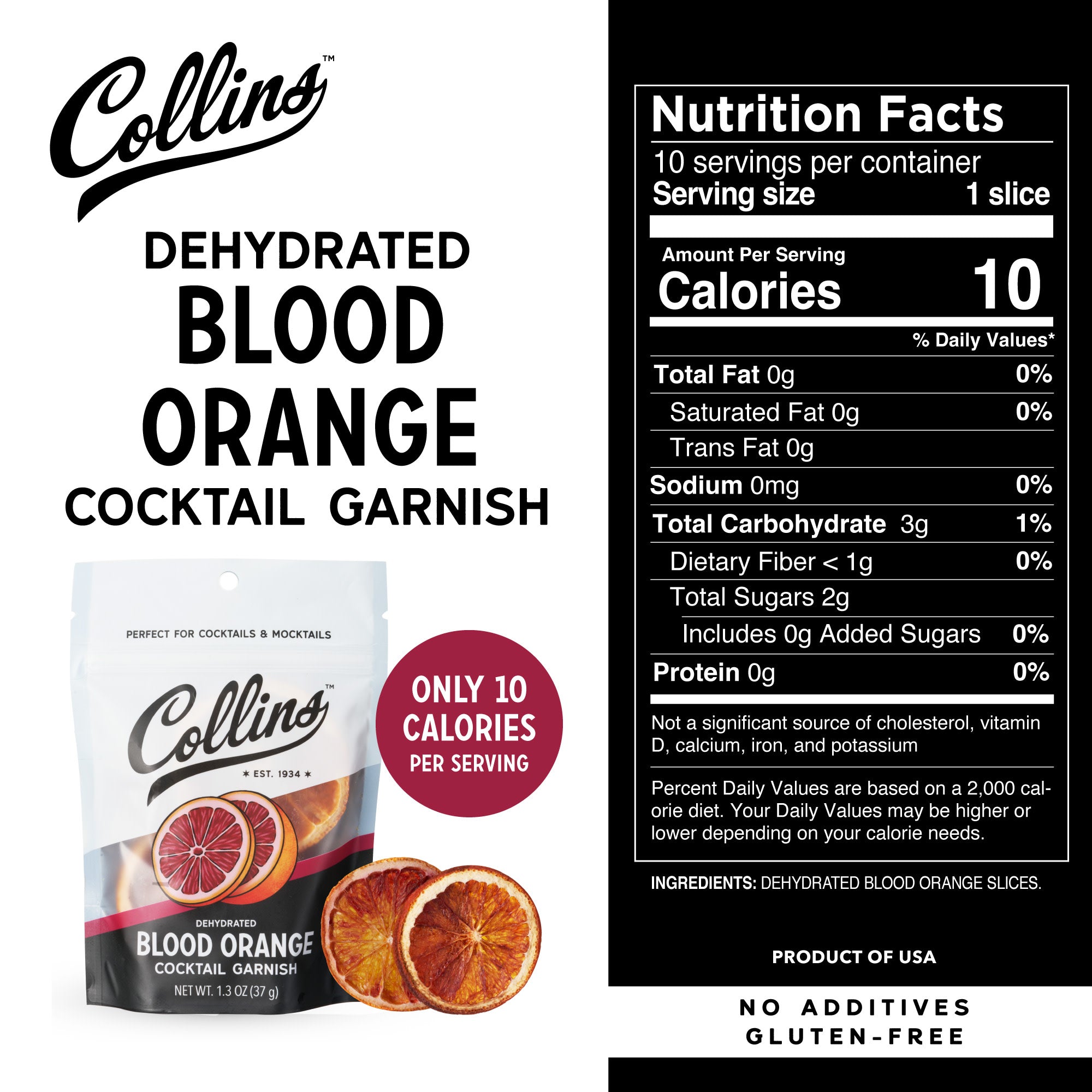 Premium Dehydrated Blood Orange Slices for Cocktails & Drinks - 1.3 oz Pack - Perfect Garnish for Margaritas, Mocktails & Baking Decorations