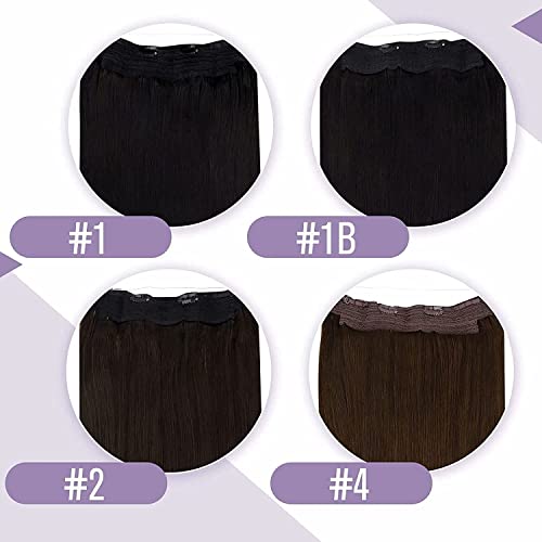 Premium Fish Line Halo Hair Extensions with Invisible Clips - Seamless 100% Human Hair Extensions for Length & Volume - Perfect for Weddings, Parties & Daily Styling