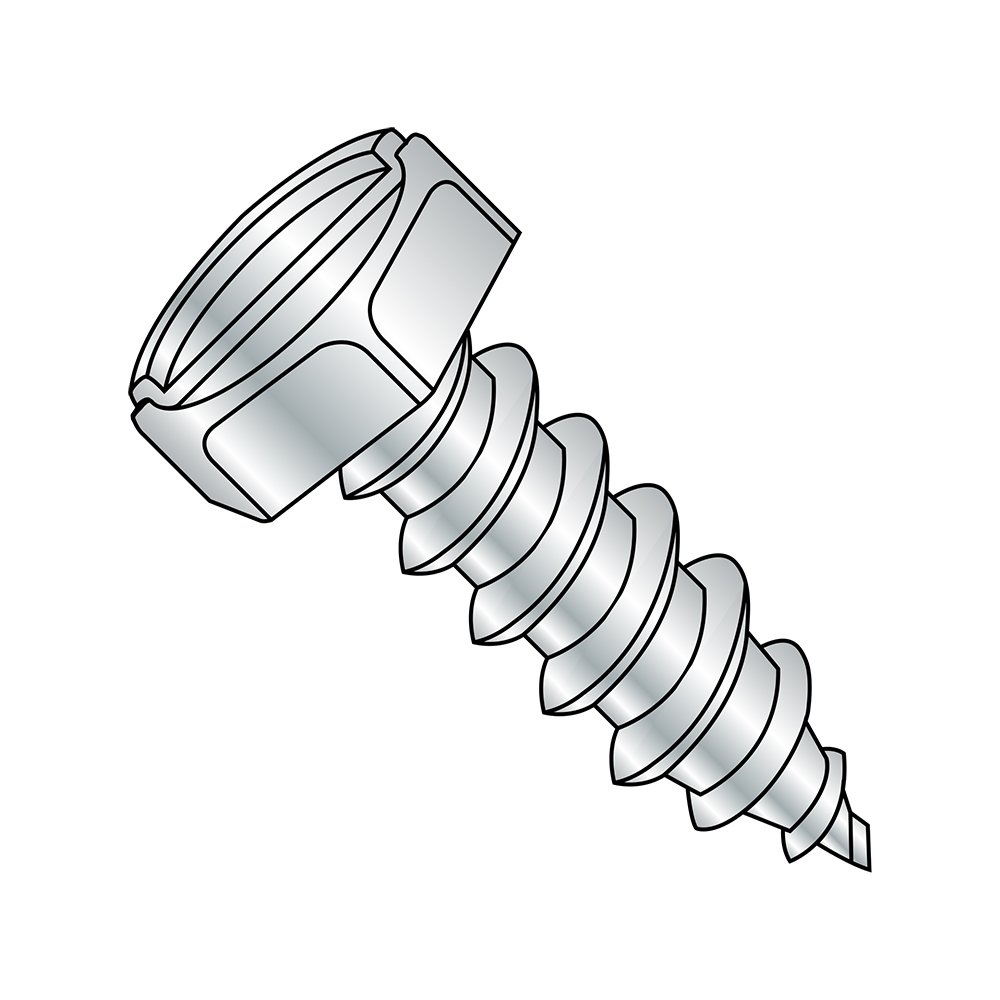 Small Parts 1420ASH Zinc Plated Steel Sheet Metal Screw, Hex Head Slotted Drive, Type A, #14-10 Thread, 1-1/4