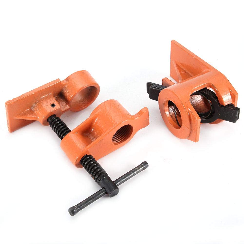 1 Inch Cast Steel Pipe Clamp Set - Heavy Duty Woodworking Vise Fixture with Jaws for Water Pipe & Plastic Clamps | Perfect for DIY Projects, Woodworking Enthusiasts & Home Improvement Tasks (Wood Clamping, Plumbing Repairs, Workshop Use)