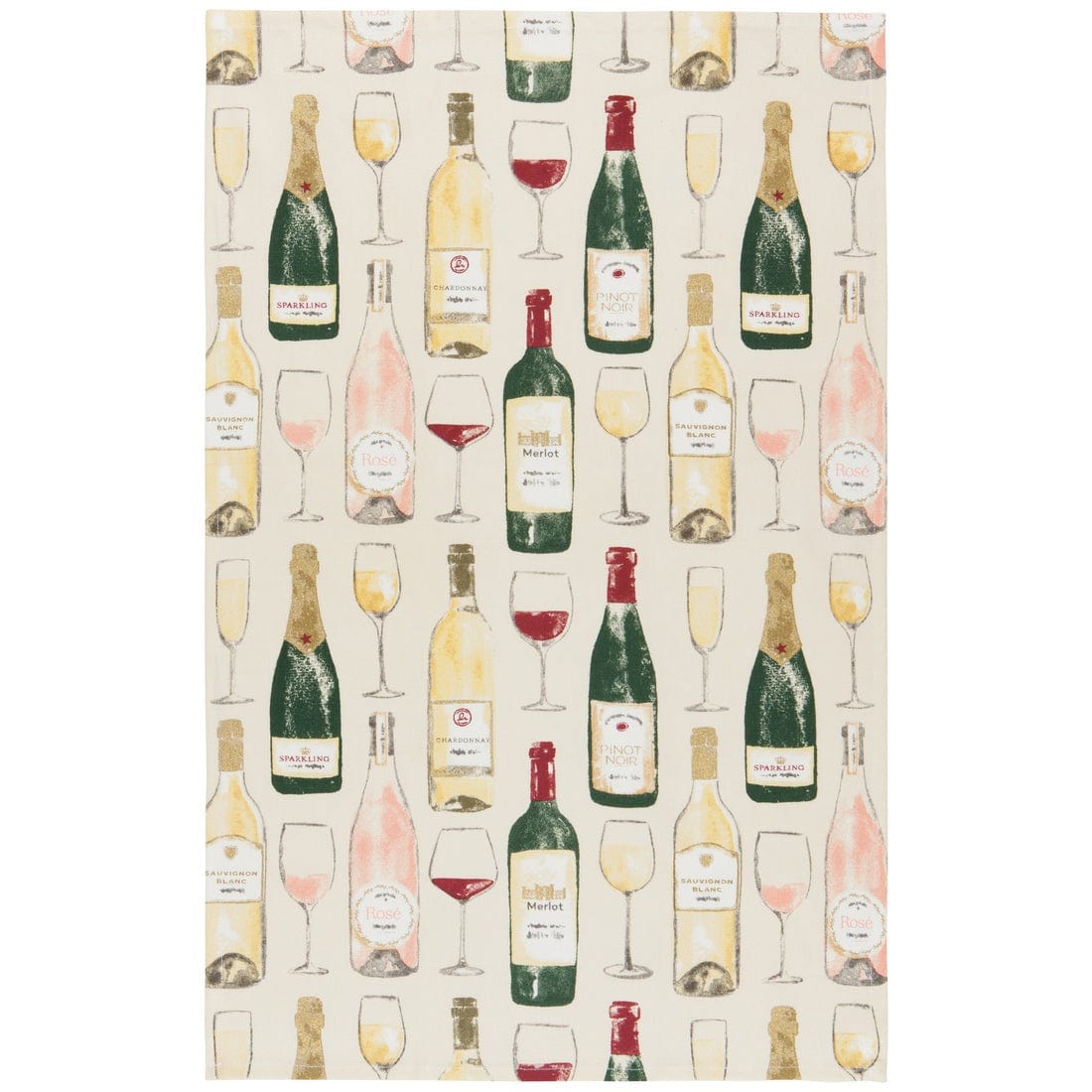 Now Designs Sommelier Printed Cotton Dish Towel - Absorbent & Durable Kitchen Towel for Washing Dishes, Drying Hands & Decorating - Perfect for Home, Restaurant & Wine Tasting Events