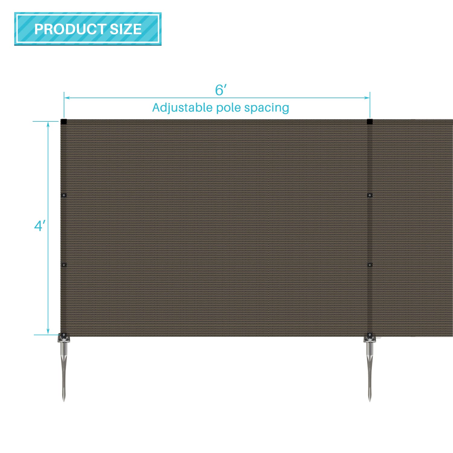 Coarbor 4'x39' Removable Outdoor Privacy Fence Panel - Brown Pool Barrier, Dog & Chicken Yard Fence with Spikes for Backyard, Garden Protection | Perfect for Pools, Pet Safety & Vegetable Garden Borders