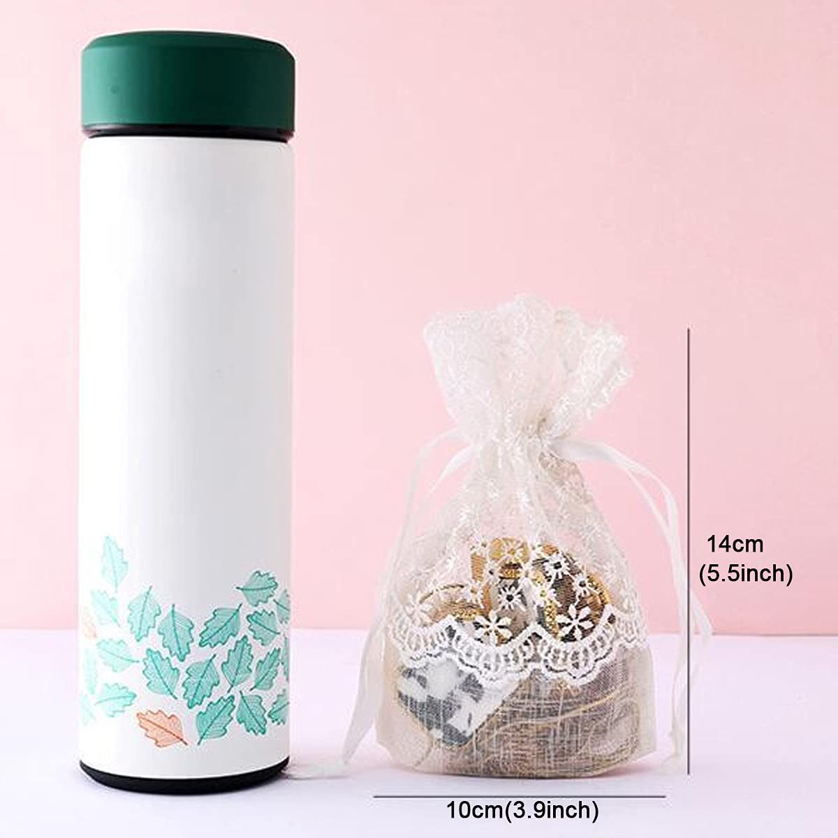 Snadulor 10 Pcs White Lace Organza Gift Bags - 3.9 x 5.5 Inch Sheer Wedding Favor Bags for Candy, Party Favors, Bridal Shower & Birthday Gifts - Perfect for Wedding Decorations, Baby Showers & Holiday Gift Wrapping