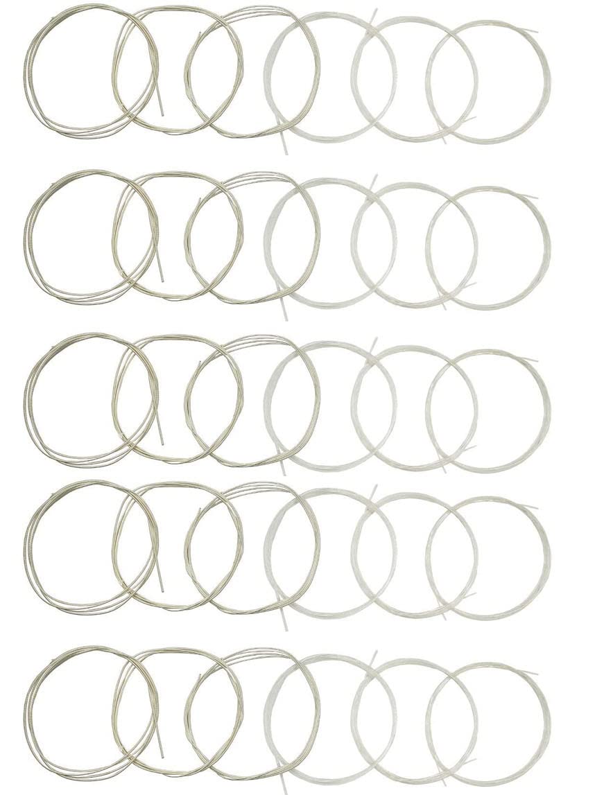 5 Sets of 6 Classical Guitar Strings (3 Clear Nylon & 3 Nylon Core Alloy Wound) - Premium Acoustic Guitar Strings for Beginners & Professionals - Perfect for Practice, Performances & Studio Recording
