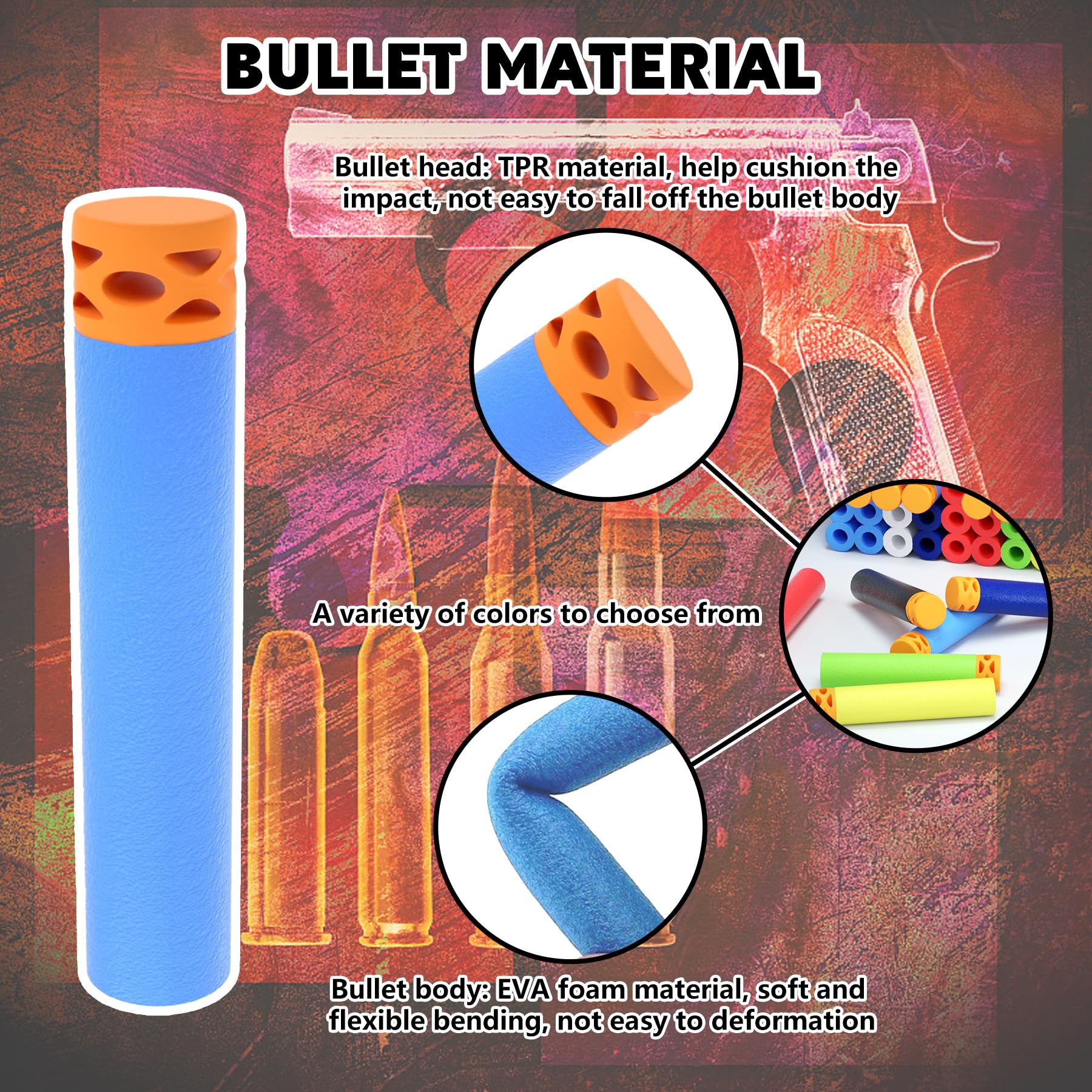 BOROLA 100Pcs Soft Hollow Foam Refill Waffle Darts - Compatible with Nerf Elite Series Blasters - Perfect for Nerf Battles, Target Practice & Indoor/Outdoor Play
