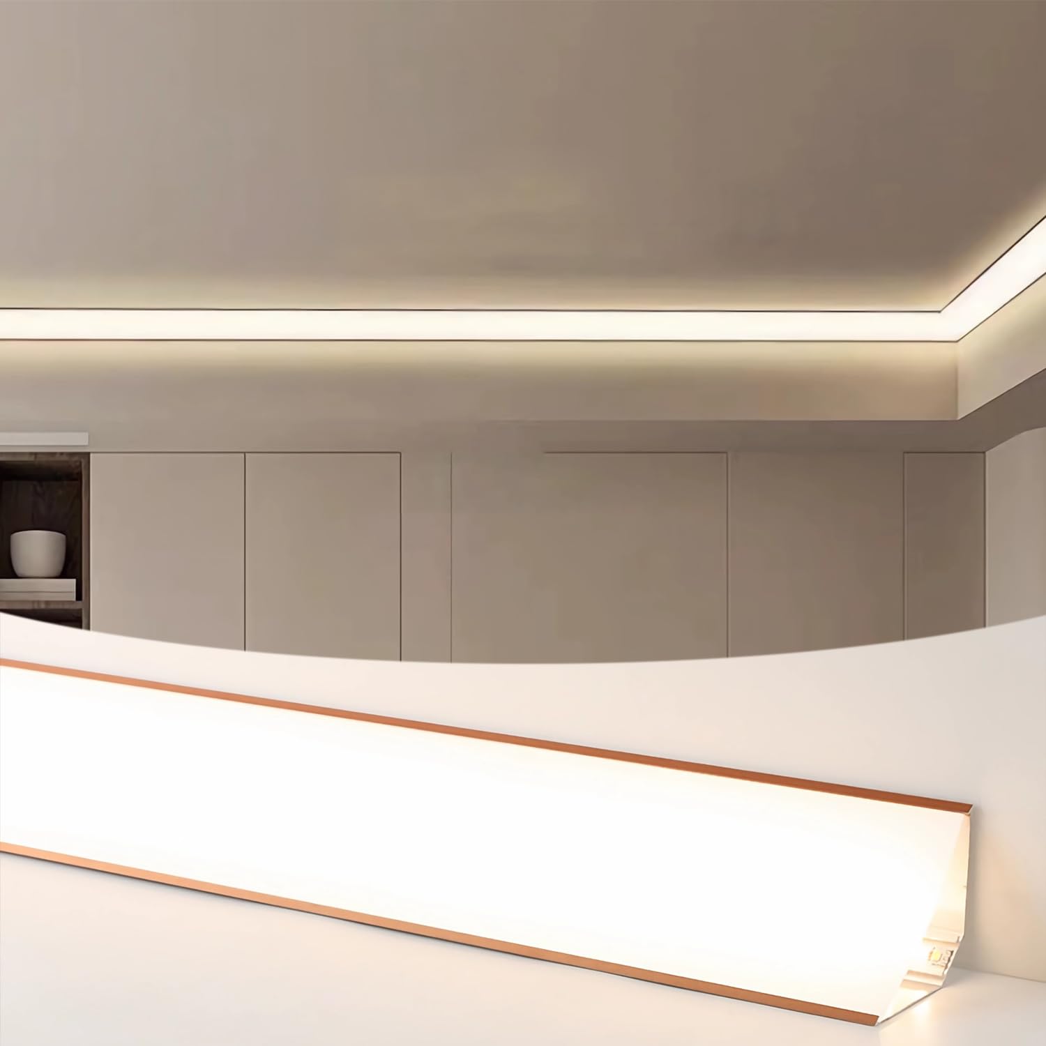 JARBIH 10 Pack Gold LED Aluminum Profile for Ceiling & Wall - 1M/3.3ft 6x6cm Top Corner Strip Lighting Channel for Living Room, Bedroom, Kitchen - Modern Linear Decoration & Ambient Lighting Solution