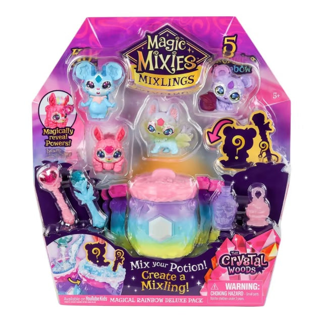 Magic Mixies Mixlings S3 Magical Rainbow Deluxe Pack - Interactive Light-Up Toy for Kids, Collectible Figures with Surprise Features - Perfect for Playtime, Birthday Gifts & Rainbow-Themed Parties