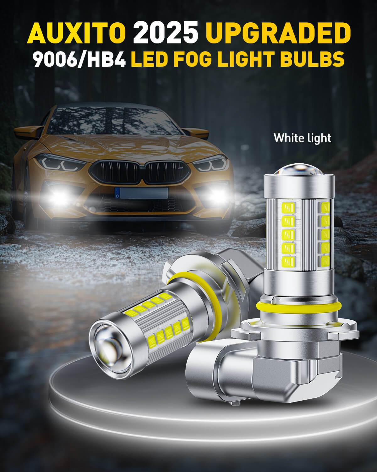 2025 Newest HB4/9006 LED Fog Light Bulbs - 27 CSP Chips, 6500K Cool White, 360° Full Illumination, 1:1 OEM Fit - Perfect for Night Driving, Off-Road Adventures & Bad Weather Conditions