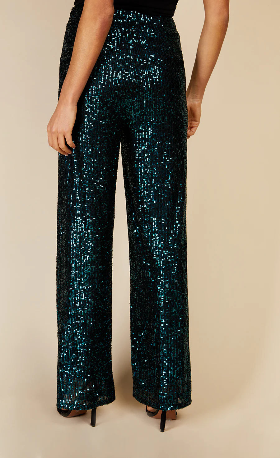 Bailey High Waisted Sequin Trousers for Women - Glitter Party Pants in Emerald Green | Perfect for New Year's Eve, Club Outfits & Holiday Celebrations