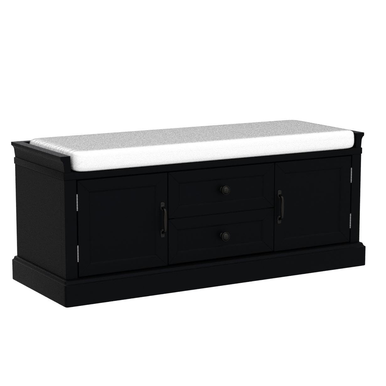Merax Rustic Wood Shoe Storage Bench with 2 Drawers & 2 Cabinets - Entryway Organizer for Hallway, Front Door, Mudroom - Black Wooden Shoe Rack for Home Décor & Entry Storage Solutions