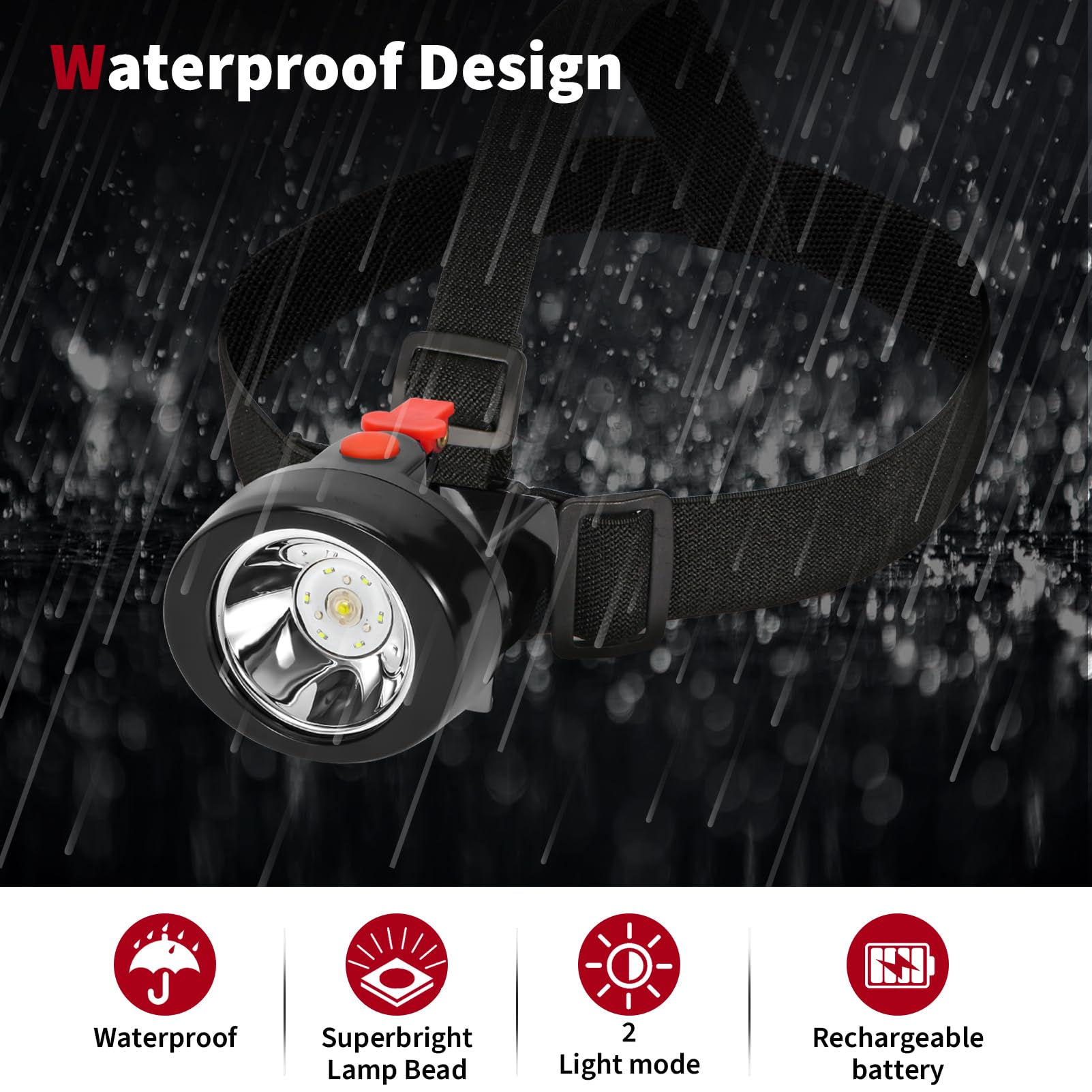 Rechargeable LED Mining Headlamp - Waterproof & Explosion Proof Cap Light for Miners, Construction, Camping & Outdoor Work (Red Button) | Ideal for Night Shifts, Underground Mining, Hiking & Emergency Use