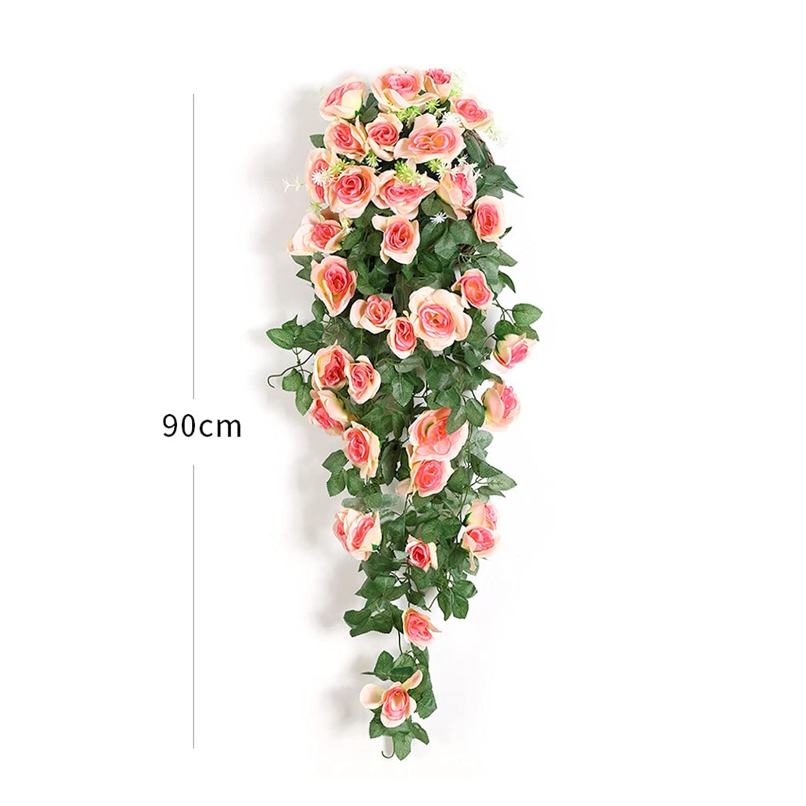Artificial Rose Vine Wall Hanging - 1pc Champagne Rattan Flower Wreath for Home Decor, Wedding Centerpiece, and Party Backdrop | Elegant Faux Floral Arrangement for Living Room, Bedroom, or Garden Decoration
