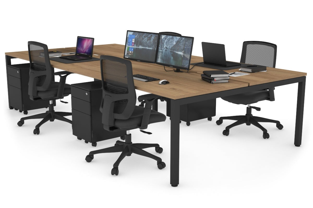 4-Person Office Workstation with Quadro Square Legs - 1800L x 800W Desk with Cable Management Scallop | Perfect for Collaborative Workspaces & Open Office Environments