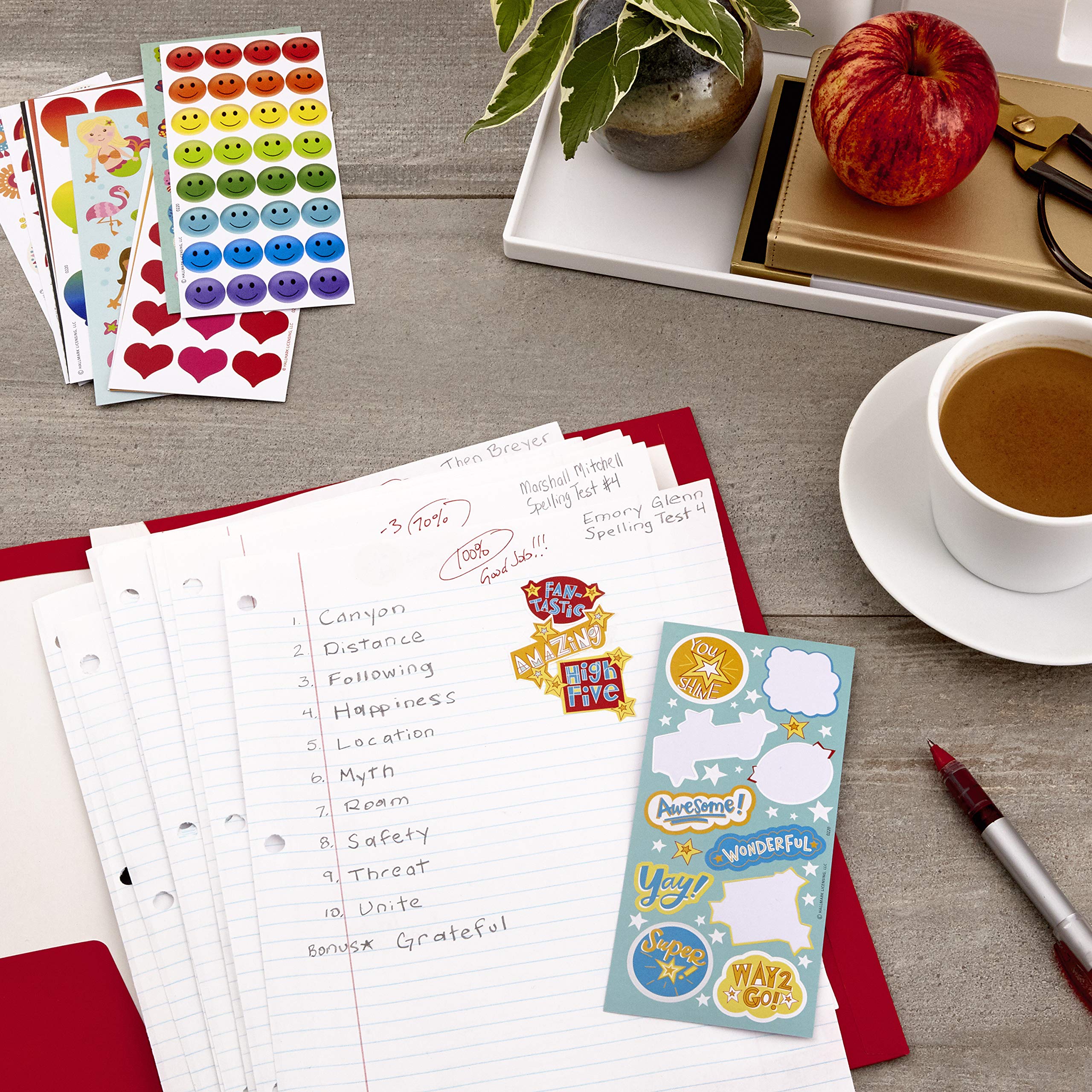 Hallmark Stickers for Kids - 258 Fun Stickers (16 Sheets) with Mermaids, Rainbows, Hearts, Dogs, Cats & Donuts - Perfect for Scrapbooking, DIY Crafts & School Projects