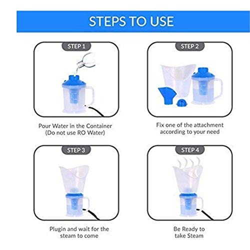 3-in-1 Steam Inhaler for Cough & Nasal Congestion Relief - Portable Vaporizer with Nozzle for Adults & Kids - Blue (Perfect for Cold, Flu & Allergy Season at Home or Travel)