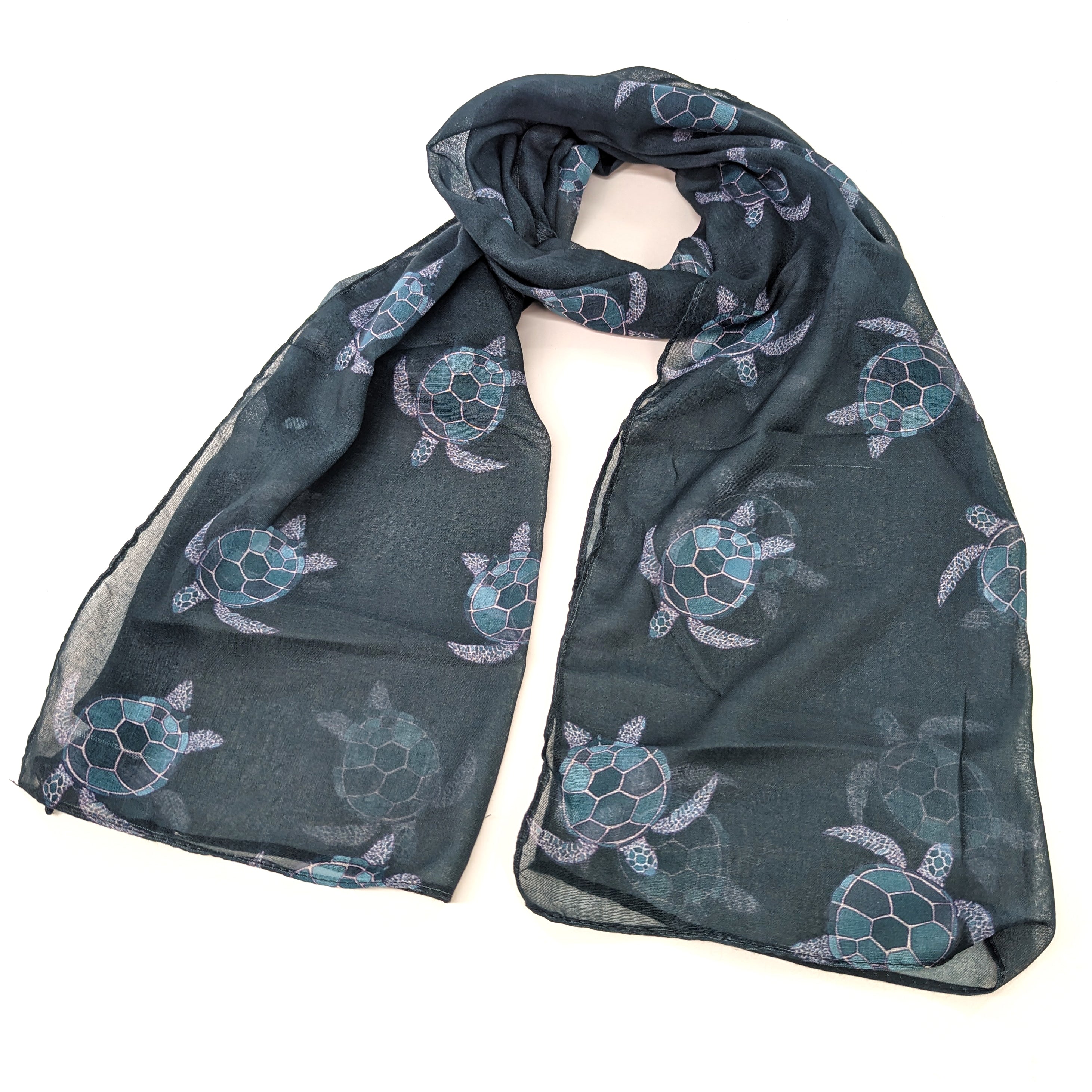 Talia the Turtle Print Scarf - Soft & Stylish Sky Blue Fashion Scarf (50x180cm) - Perfect for Women's Winter Accessories, Gift Ideas & Casual Outfits