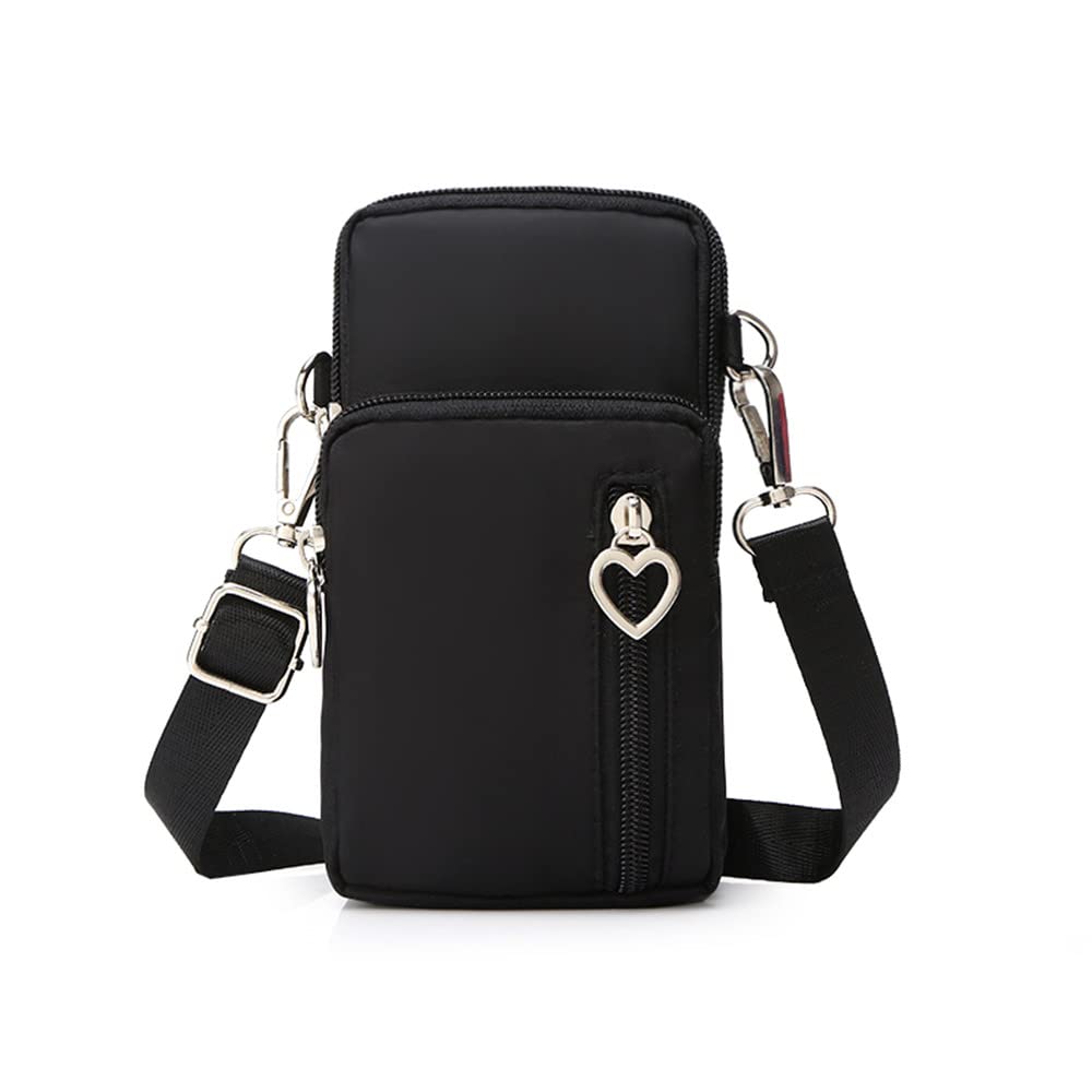 Compact Crossbody Phone Purse for iPhone 15/14/13/12 Pro Max & Samsung Galaxy S24/S23/S22 - Adjustable Armband Case for Pixel 8/7 Pro & Galaxy A Series - Perfect for Running, Travel & Hands-Free Convenience (Black)