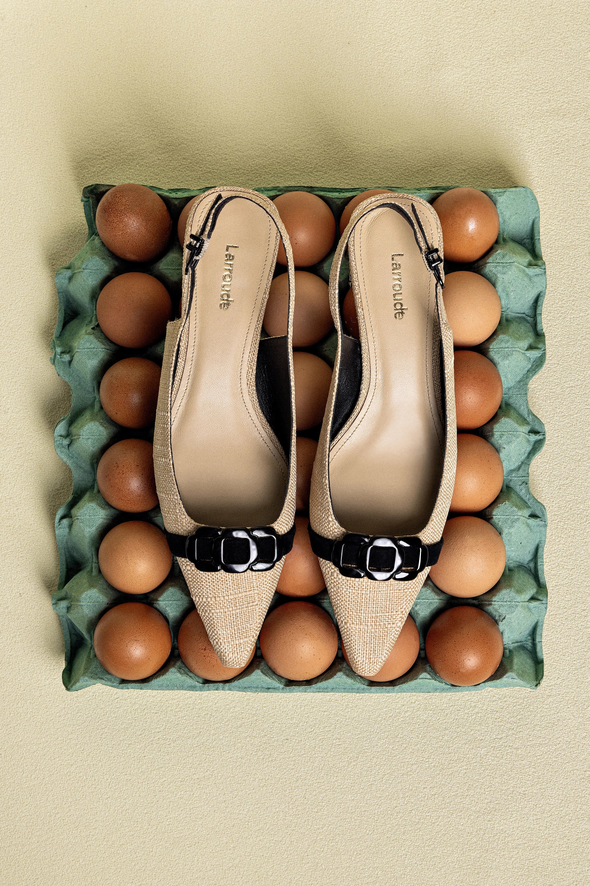 Franca Pump Women's Shoes in Beige Raffia with Black Leather Trim - Comfortable Heels for Work, Wedding & Special Occasions