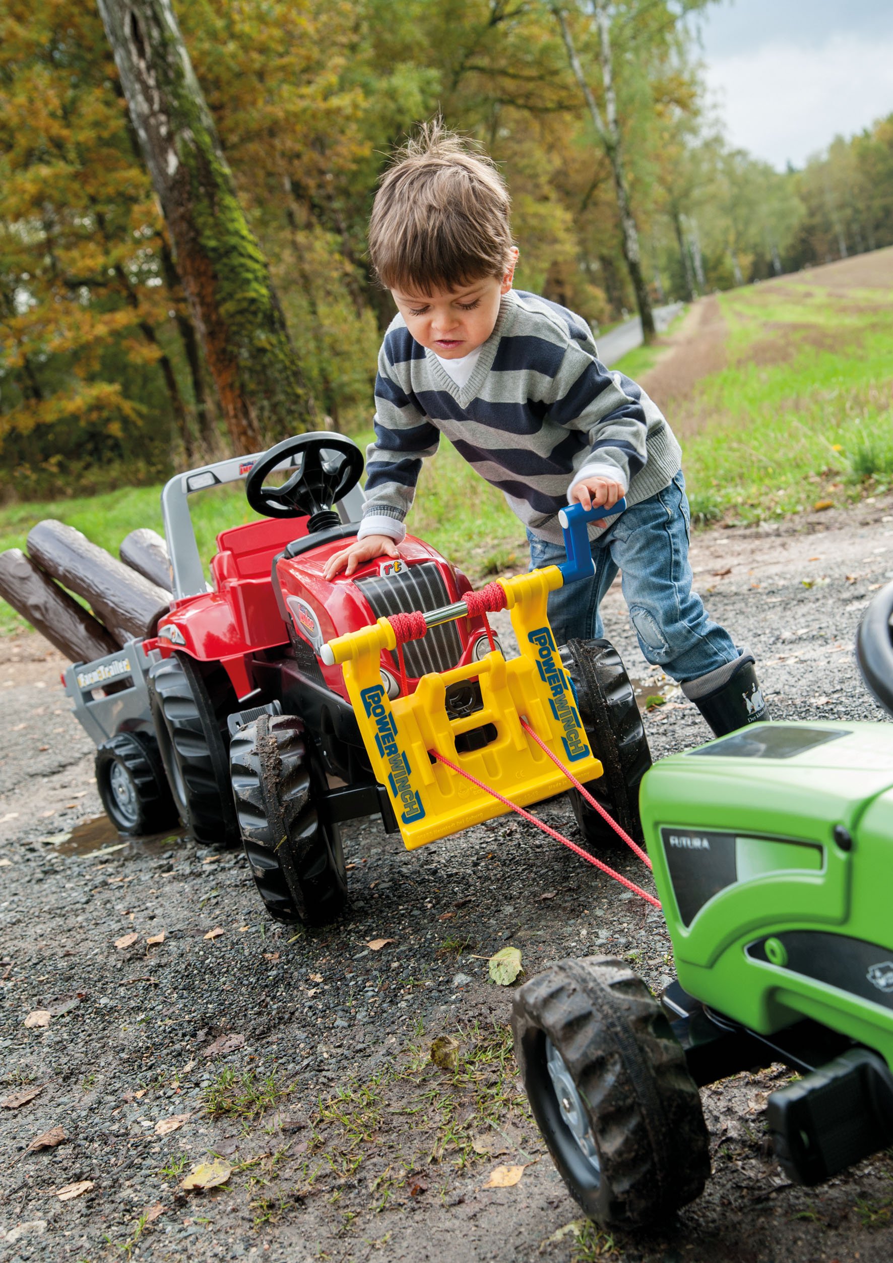 Rolly Toys Junior RT Pedal Tractor with Trailer (800261) - Kids Ride-On Toy for Outdoor Play & Farm-Themed Pretend Fun
