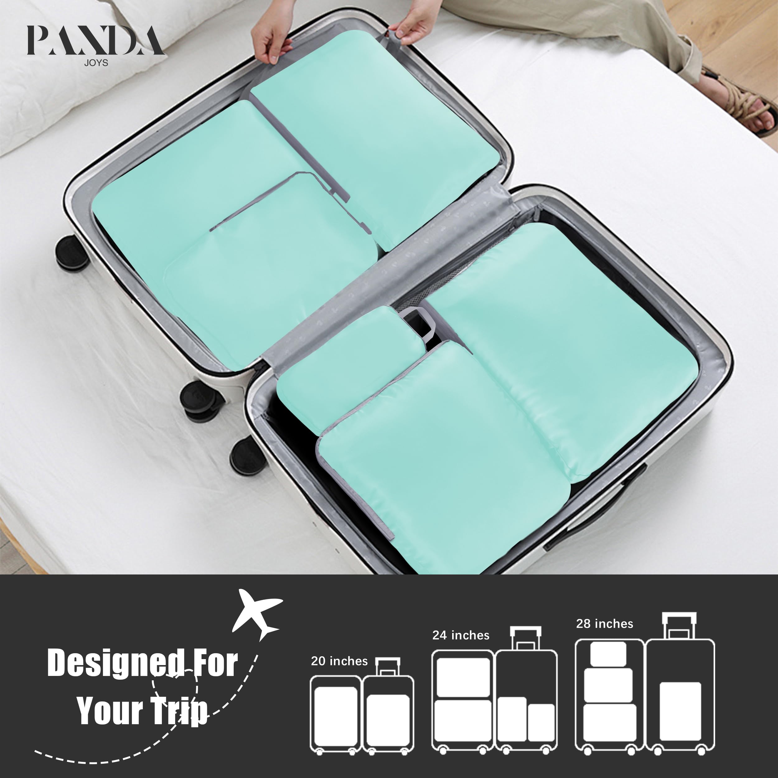4-Piece Set Compression Packing Cubes for Travel - Expandable Luggage Organizers with Compression Zippers - Perfect for Carry-On Bags, Suitcases & Backpacking (Ideal for Business Trips, Vacations & Weekend Getaways)
