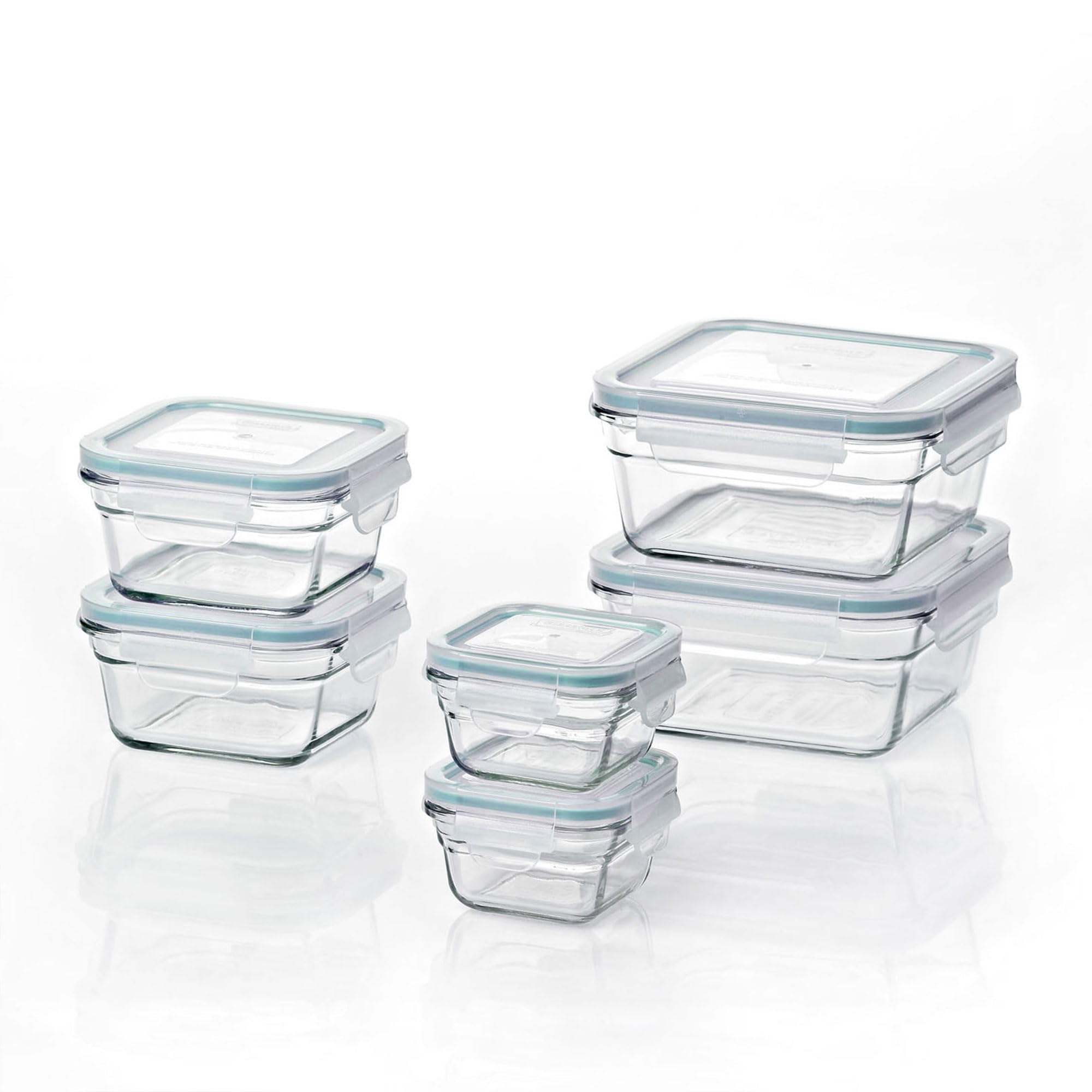 Glasslock 12-Piece Glass Food Storage Container Set - Oven, Microwave & Freezer Safe - Airtight BPA-Free Containers for Meal Prep, Leftovers & Pantry Organization
