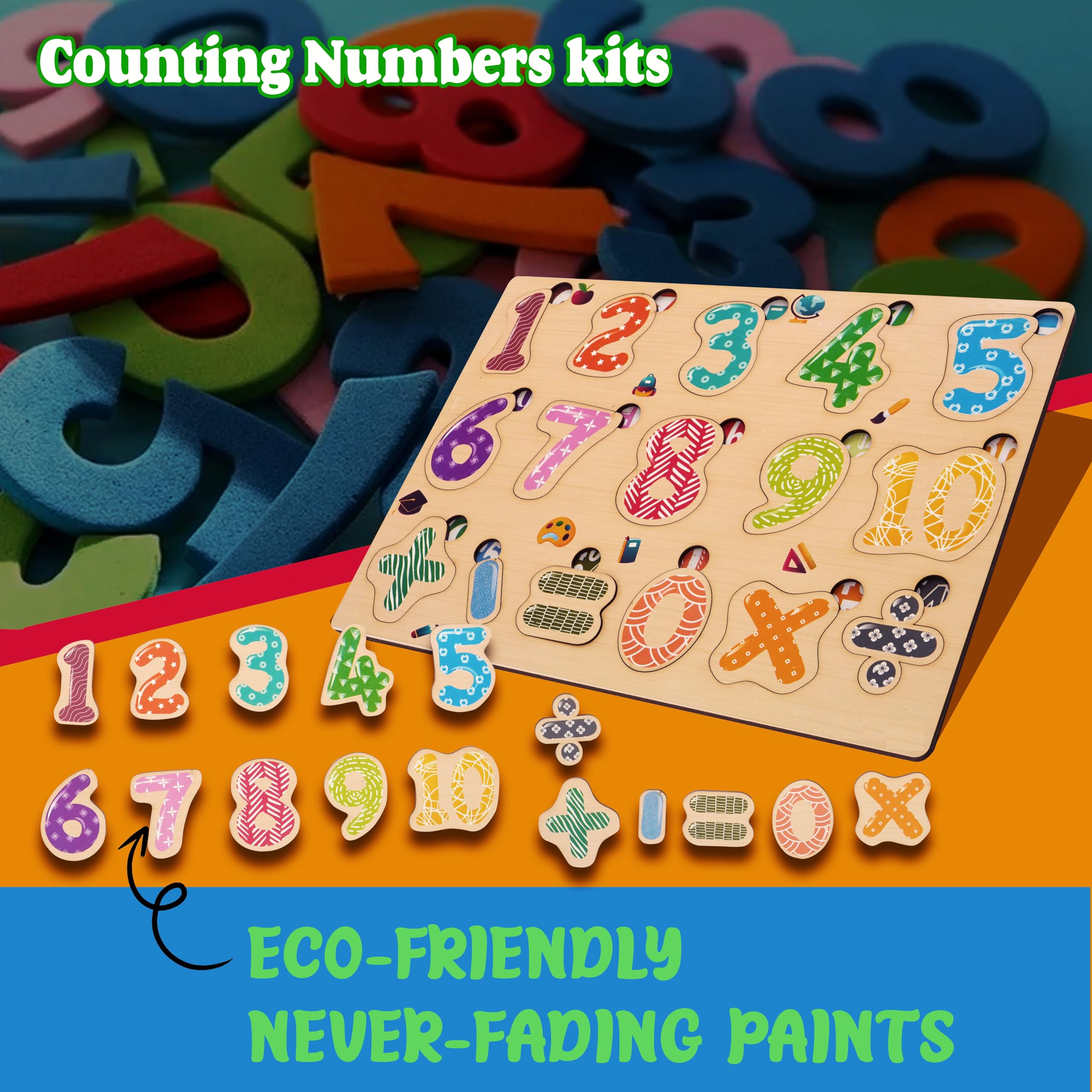 Wooden Number Puzzles for Kids - Montessori Math Learning Toys for Toddlers & Preschoolers | Educational Gifts for Boys & Girls | Perfect for Homeschooling & Classroom Activities