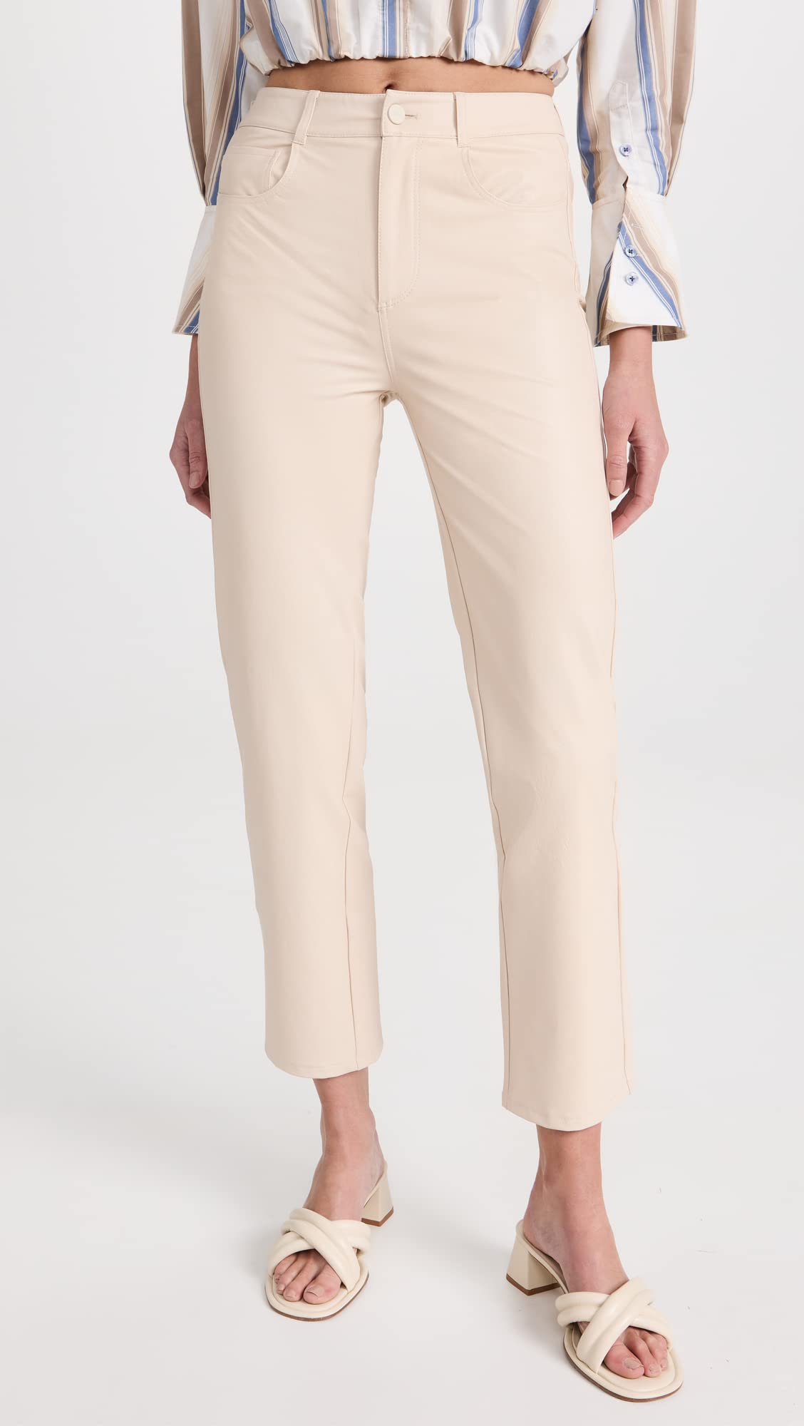 PAIGE Women's Stella Faux Leather Jeans - High Waisted Stretch Vegan Leather Pants for Women | Perfect for Night Out, Party & Casual Wear