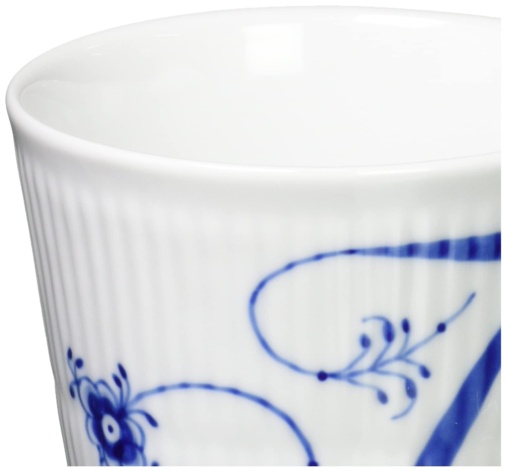 Royal Copenhagen Blue Fluted Plain High Handle Coffee Mug - 11.2 oz (330ml) Porcelain Tea Cup - Elegant Wedding Gift, Bridal Shower Present - Perfect for Afternoon Tea & Coffee Break at Home or Office