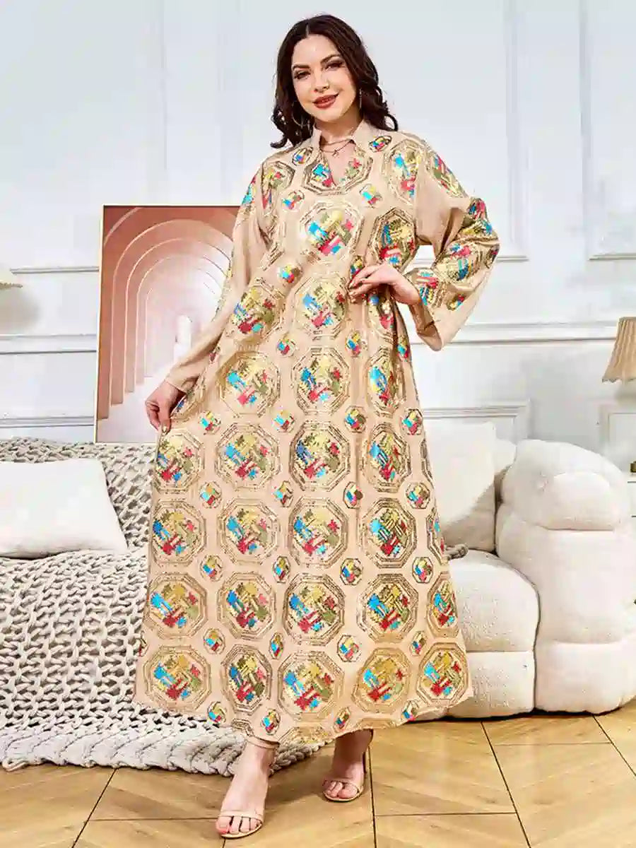 Elegant Sequins Eid Dress - Middle Eastern Arab Caftan Kaftan Dress #25391 for Women's Holiday Celebration & Special Occasions