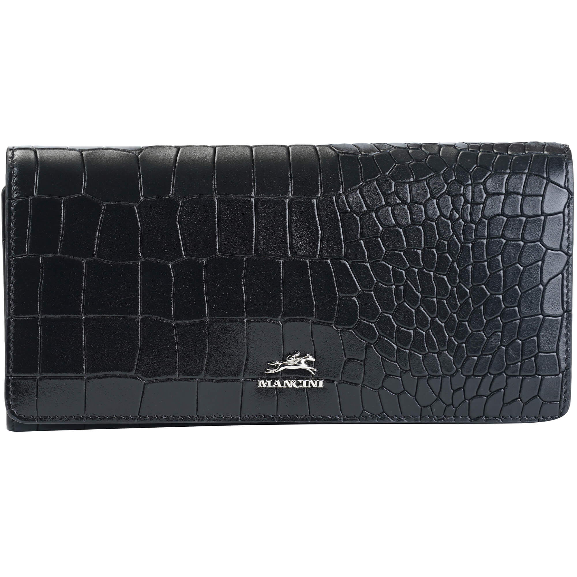 Mancini Croco2 Women's Trifold RFID Blocking Wallet - Genuine Leather Credit Card Holder for Everyday Use & Travel Security