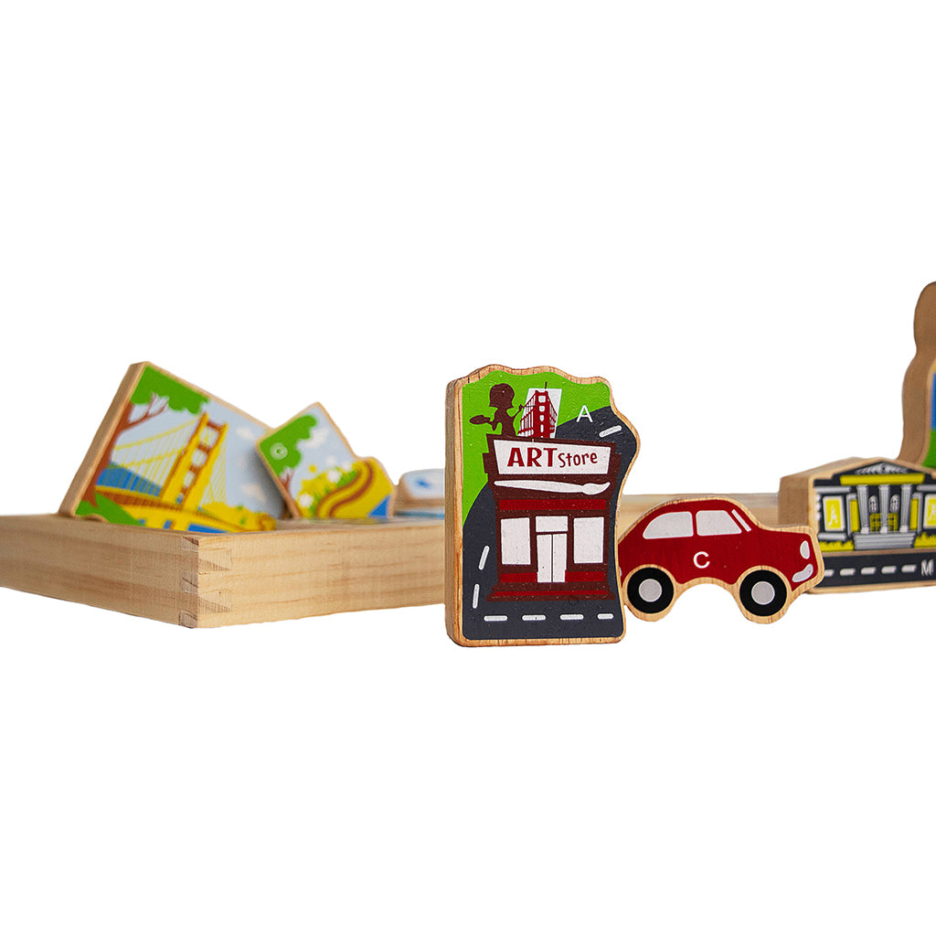 BeginAgain City A to Z Puzzle - Alphabet Learning Toy for Kids, Wooden Educational Puzzle for Toddlers - Perfect for Preschool Learning & Home Classroom Activities
