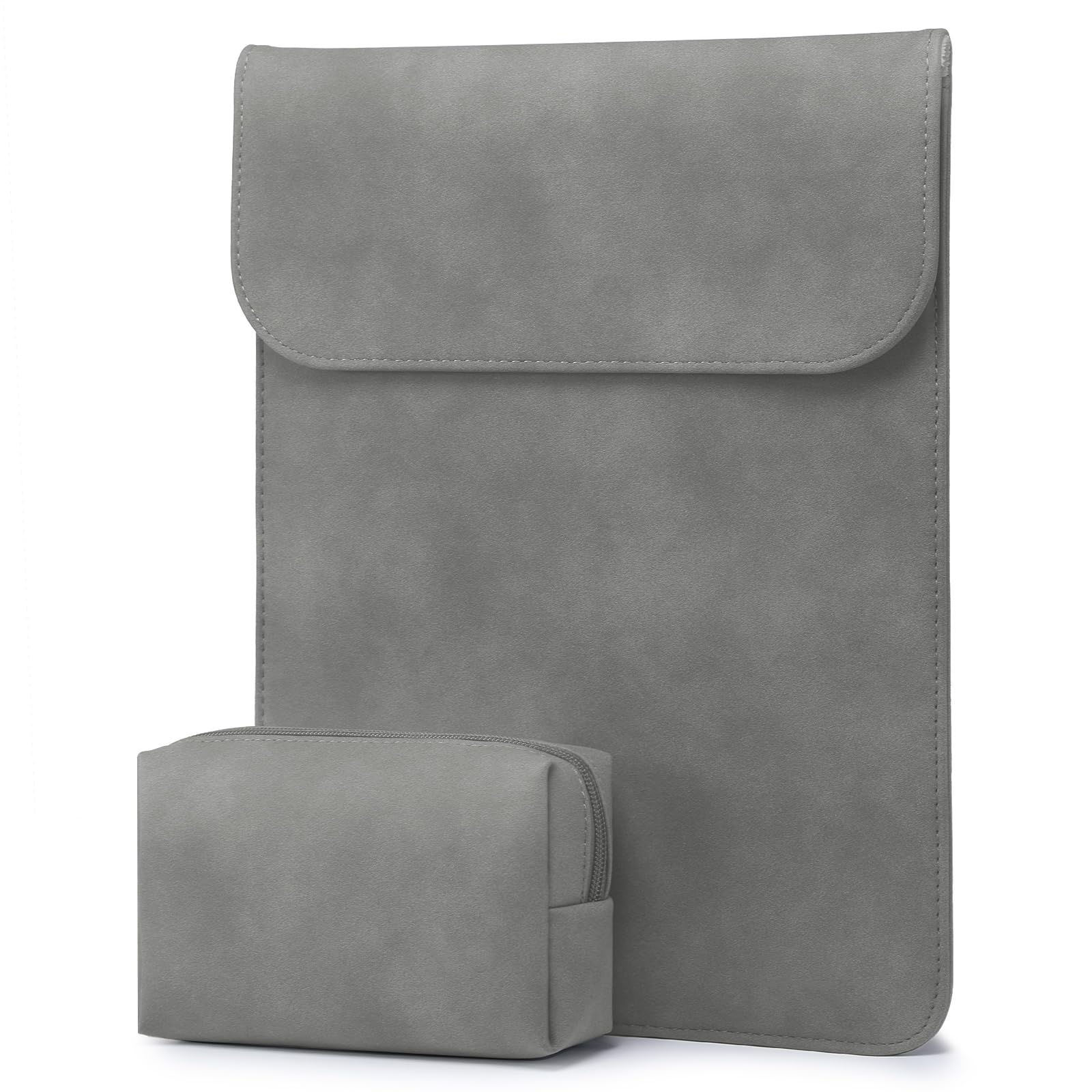 HYZUO 15-16 Inch Laptop Sleeve for MacBook Pro 16 M4/M3/M2/M1 Pro/Max (2025-2019), MacBook Pro 15 (2015-2012), Dell XPS 15 - Premium Faux Suede Leather Protective Case with Accessory Bag (Dark Grey) - Perfect for Work, Travel & School