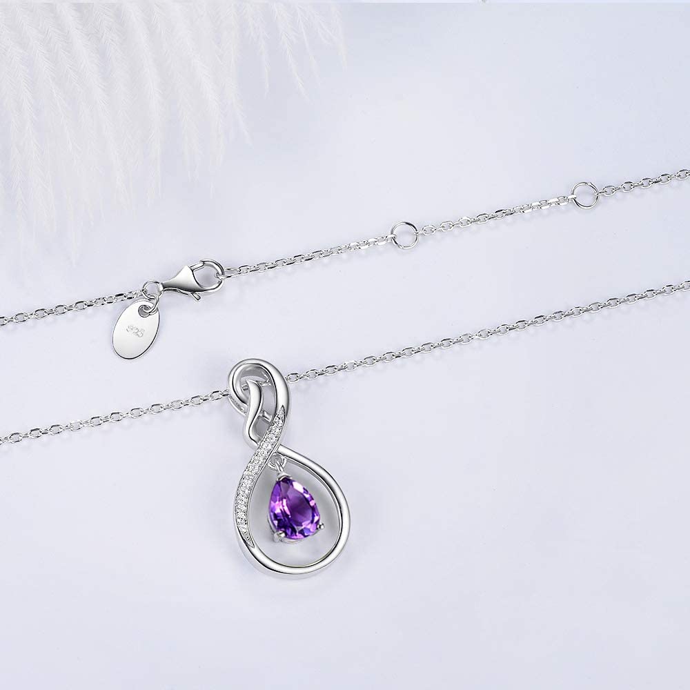 Forever Love Infinity Necklace for Women - March April May Birthstone Jewelry (Aquamarine, Emerald & More) - 925 Sterling Silver Gift for Wife, Mom, Her - Perfect for Birthday, Anniversary & Valentine's Day