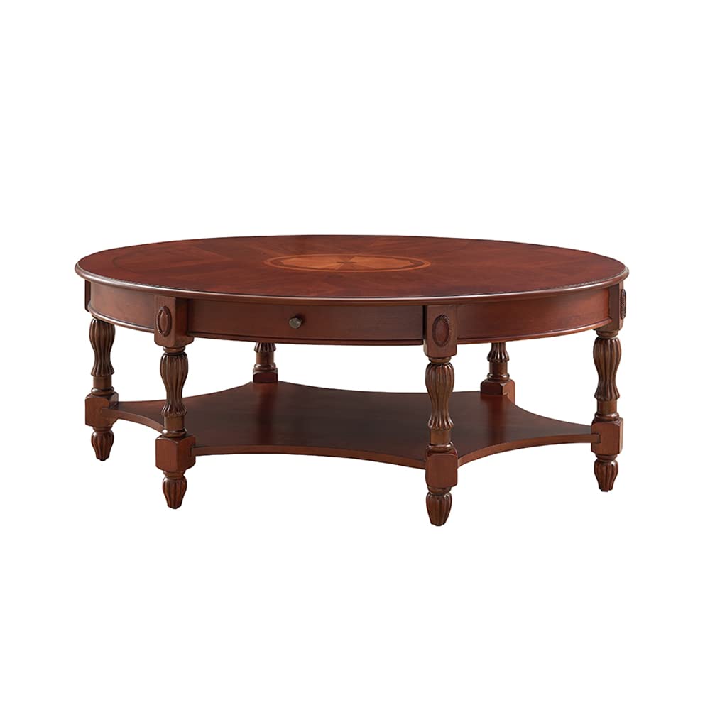 Premium Solid Wood Coffee Table with Drawers - Oval Luxury Living Room Table, Bedroom Side Table & Dining Room Accent - Handcrafted American Furniture for Modern Home Decor