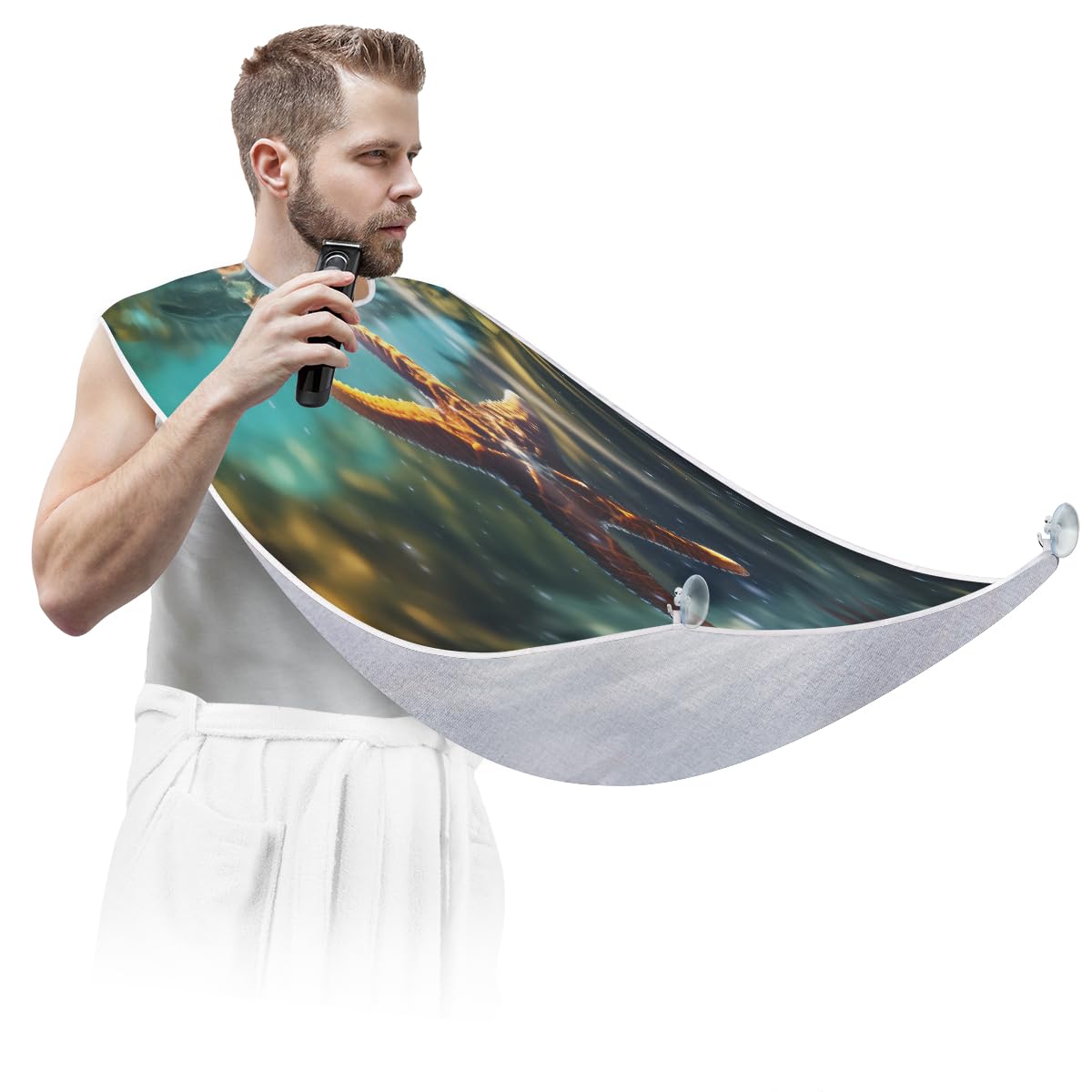 **Starfish Ocean Summer Animal Beard Shaving Bib for Men - Waterproof Hair Dye Apron & Makeup Cape for Women - Sink Hair Cleaner & Beard Trimming Tool - Perfect for Barbers, Salons & DIY Grooming at Home**