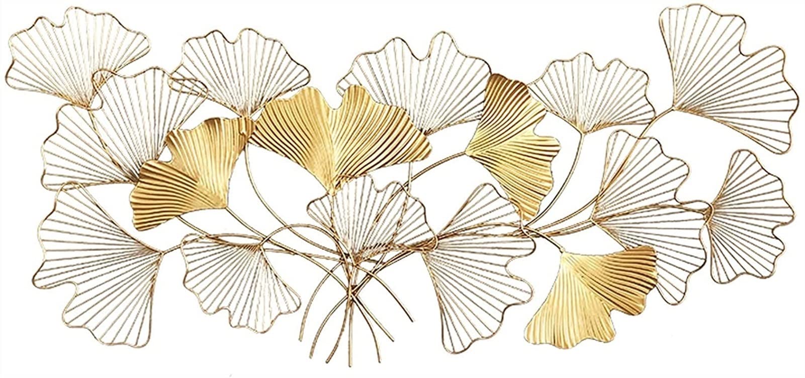 IOYIE Wrought Iron Metal Wall Decor - Gold Ginkgo Leaf Porch Pendant, Elegant Living Room Wall Hanging Ornament for Home & Garden Decoration | Perfect for Indoor & Outdoor Wall Art, Housewarming Gifts, and Seasonal Décor