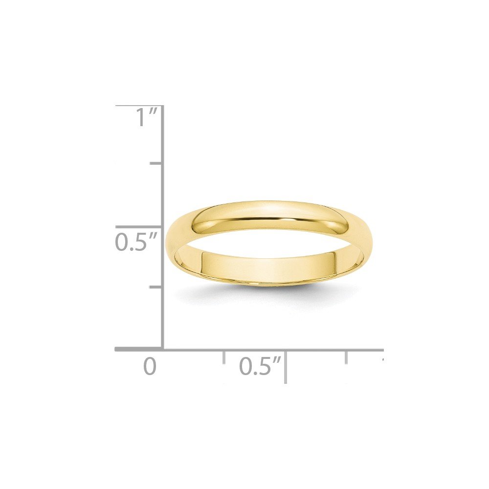 10K White or Yellow Gold 3mm Lightweight Half Round Wedding Band Ring for Women - Elegant Bridal Jewelry, Anniversary Gift & Everyday Wear