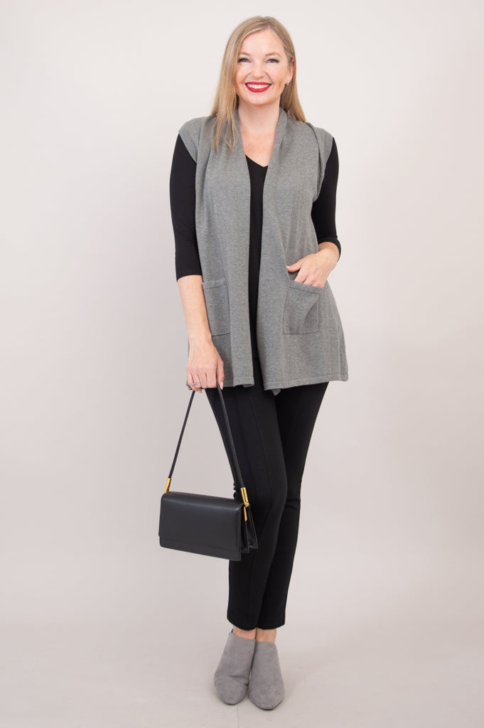 Jude Cardigan - Soft Grey Cotton Knit Sweater for Women | Cozy Fall & Winter Layering Outfit