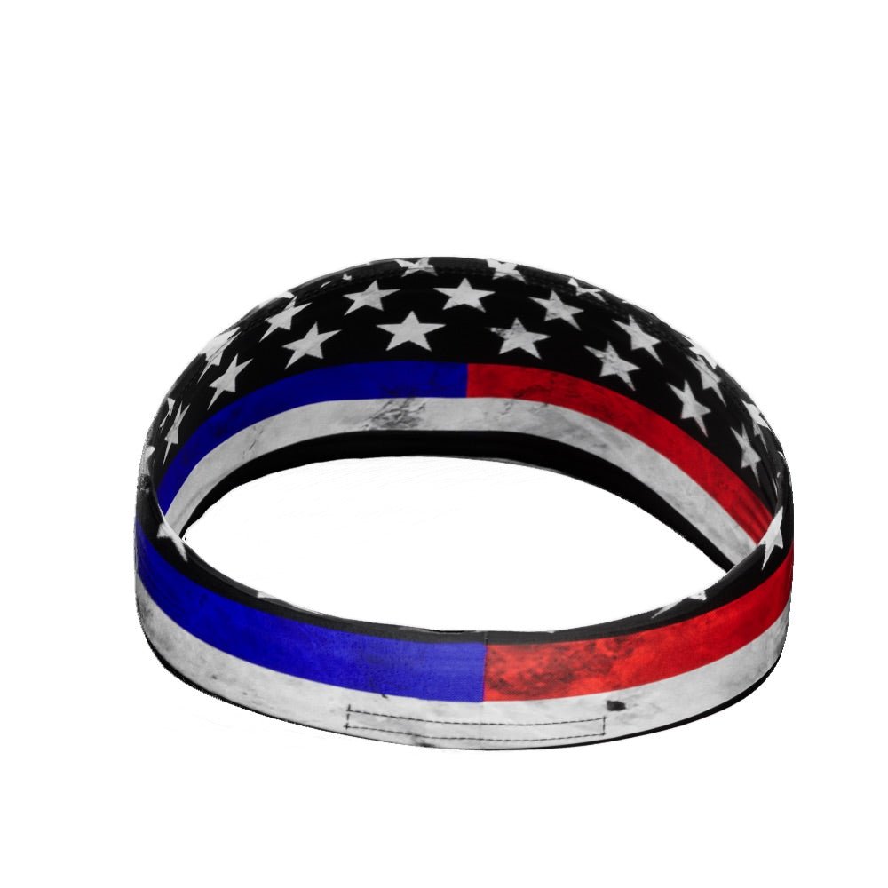 Thin Red and Blue Line Headband - Patriotic Stretchable Hairband for Police & Military Support - Perfect for Workouts, Rallies & Everyday Wear