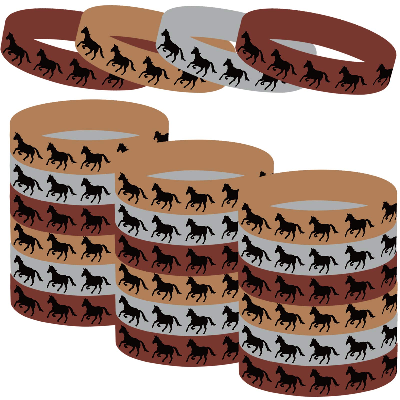 30PCS Horse Themed Party Rubber Bracelets - Kentucky Derby, Horse Animal Baby Shower, Birthday Party Favors & Decorations - Silicone Wristbands for Goodie Bags, Party Favors & Event Giveaways (Perfect for Equestrian Events, Kids Parties & Themed Celebrations)