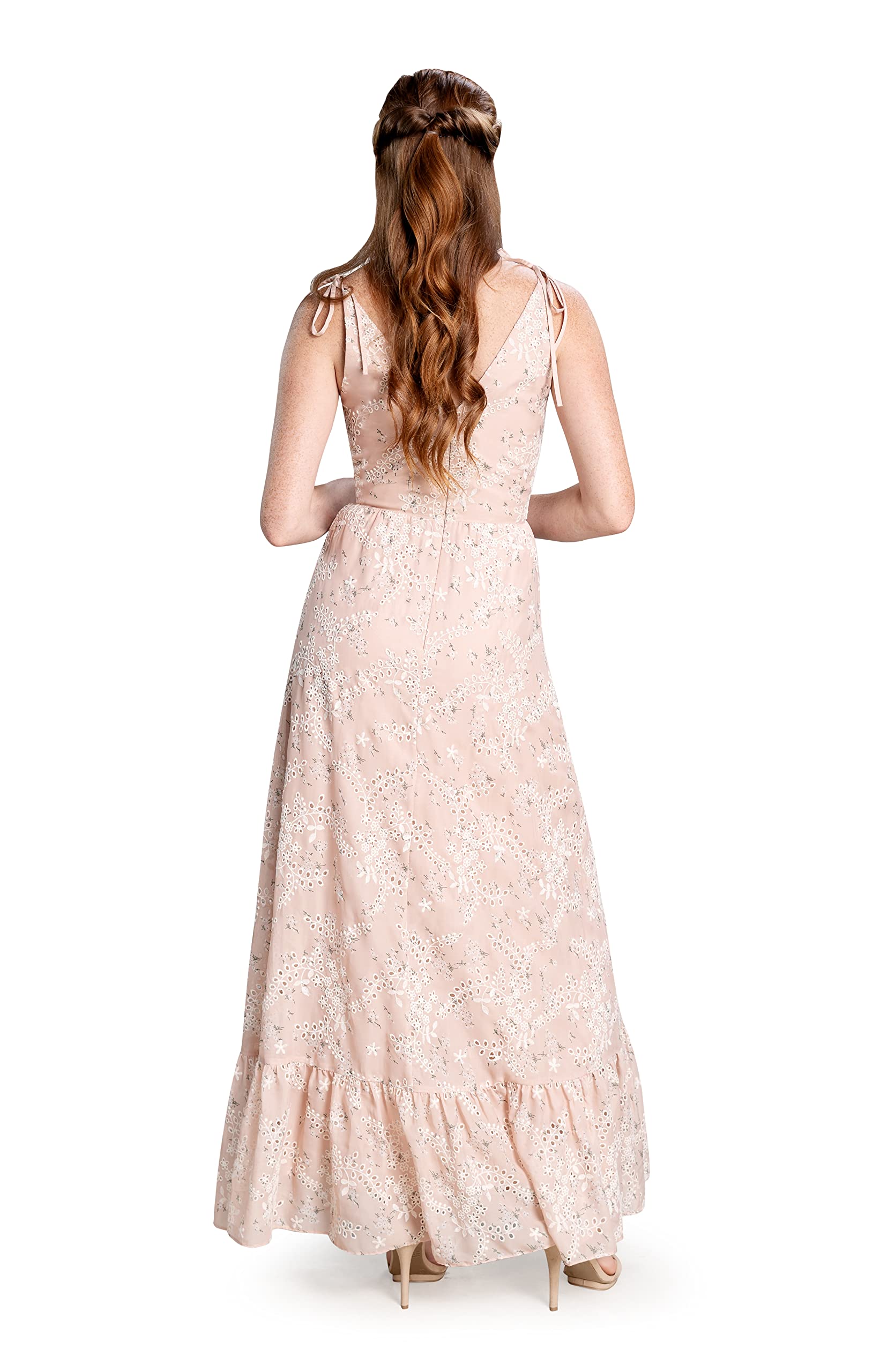Dress the Population Women's Sunny Sleeveless V-Neck Tiered Maxi Skirt Dress - Perfect for Summer Vacations, Beach Weddings & Casual Outings