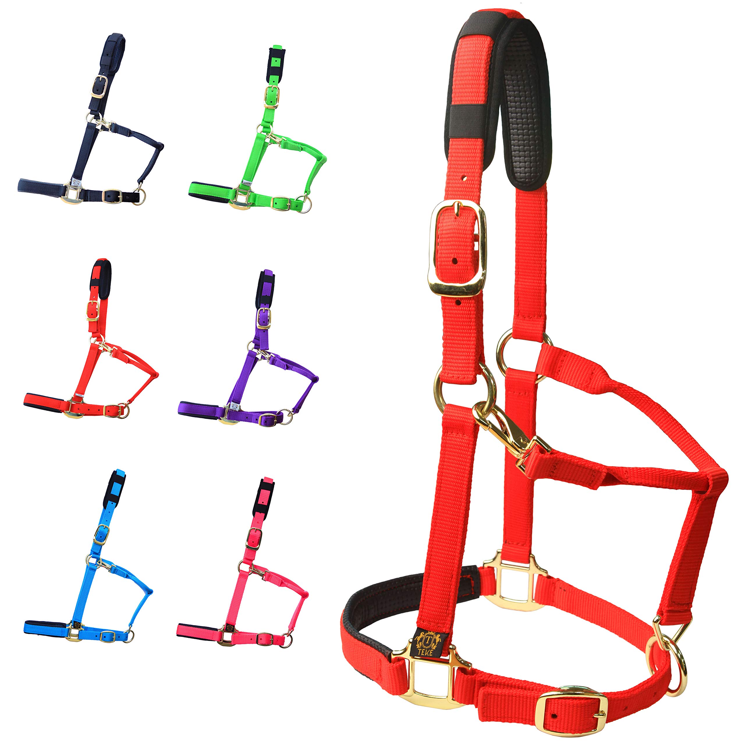 Durable Adjustable Horse Halter - Heavy Duty Soft Nylon with Padded Anti-Rubbing Waffle Neoprene for Comfort | Perfect for Training, Grooming & Daily Horse Care