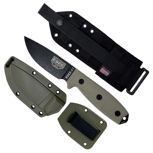 Black Blade/Micarta Handle/Olive Drab Sheath/MOLLE Back