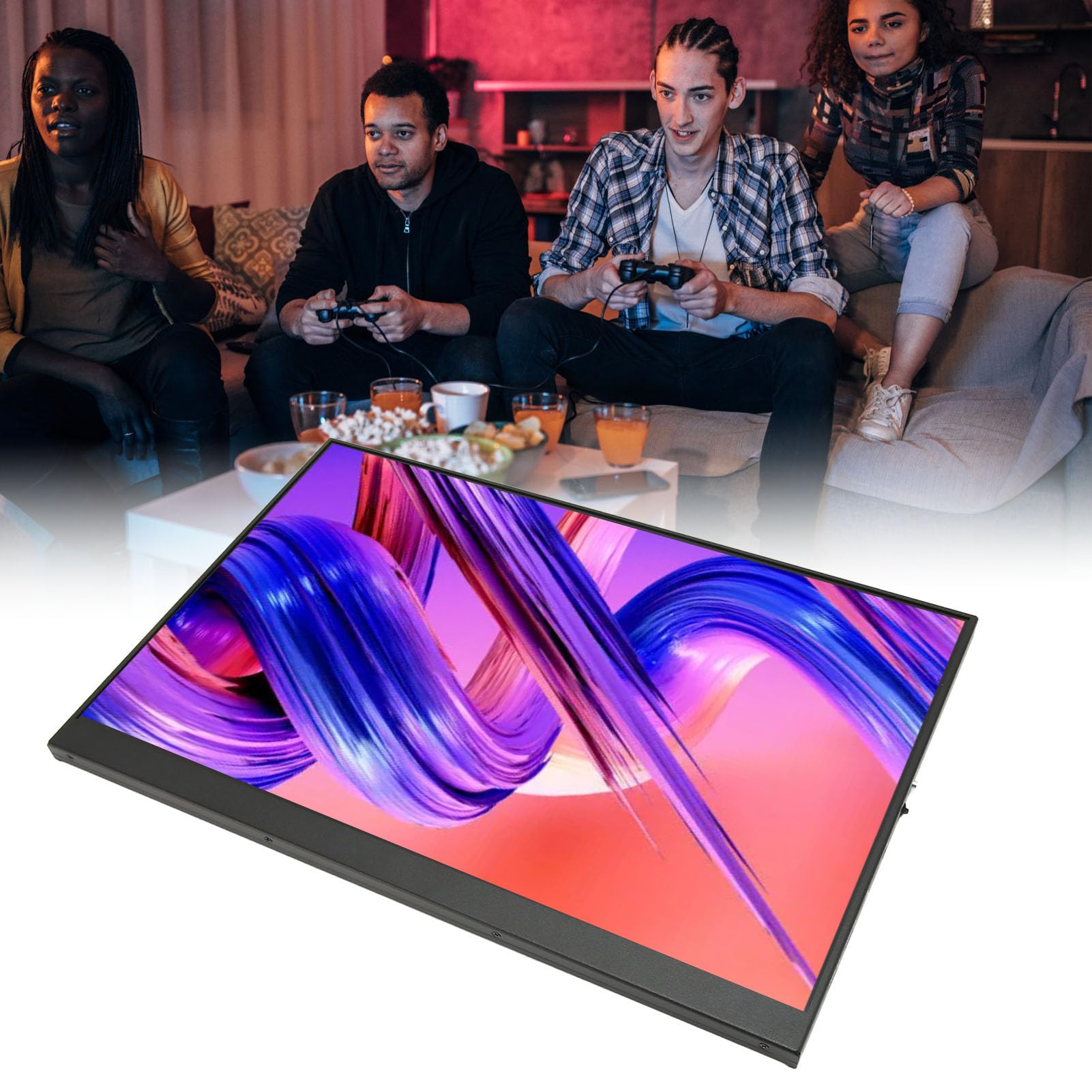 16 Inch Portable Monitor 2.5K HD 144Hz, Travel Laptop Screen Extender, 4K HDR USB-C Mini HDMI External Display for Laptop, PS5, Phone, Tablet - Perfect for Gaming, Work & Entertainment On-The-Go