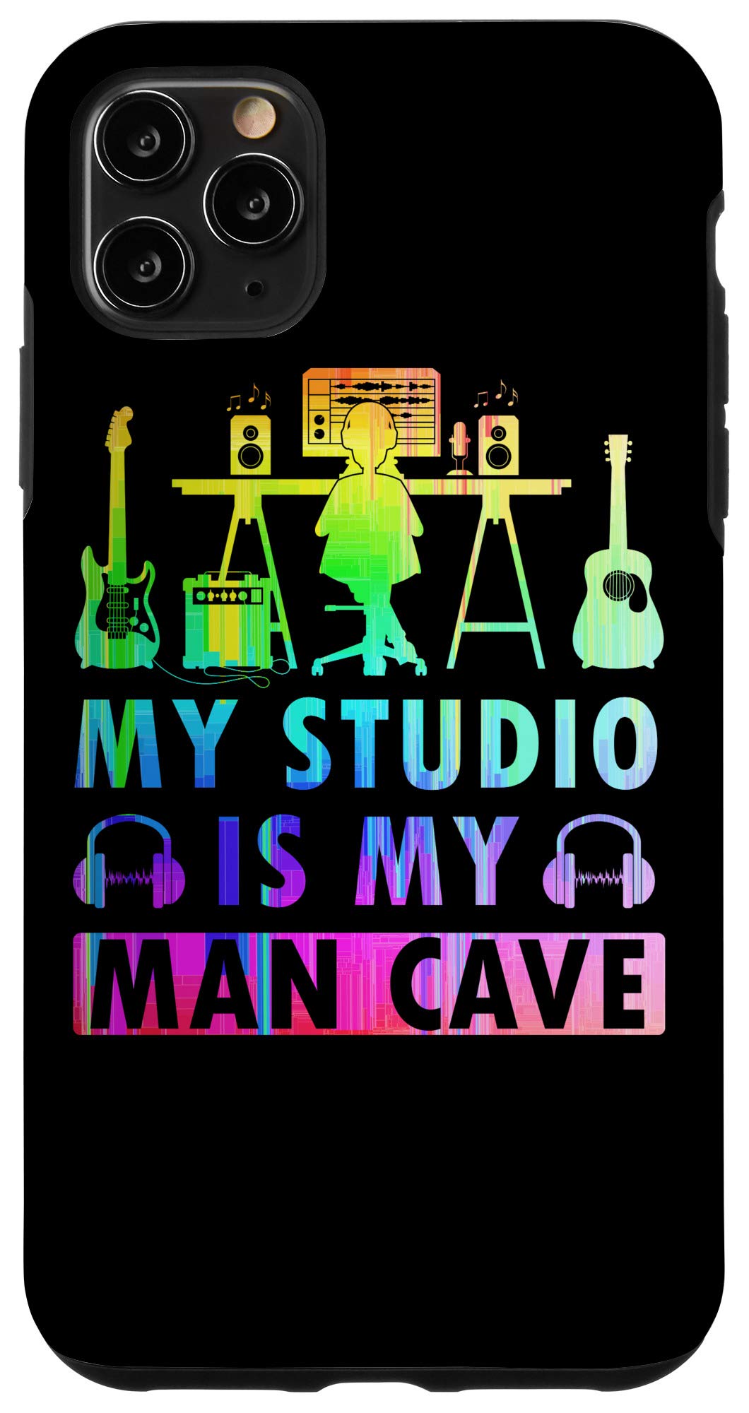 iPhone 11 Pro Max Case - Rainbow Music Producer Design for Studio & Man Cave - Perfect for Beat Makers, DJs & Creative Workspaces